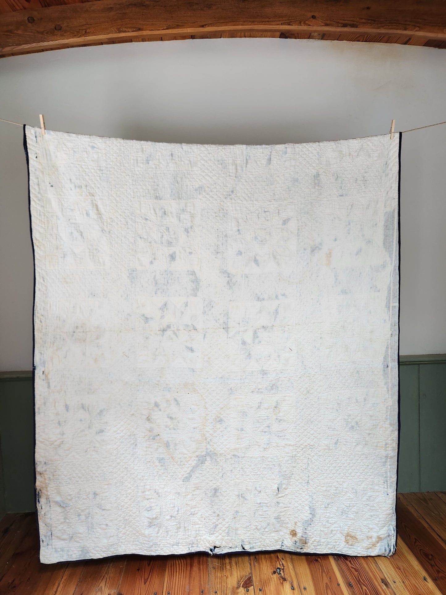 Indigo Patchwork Star Quilt c1900