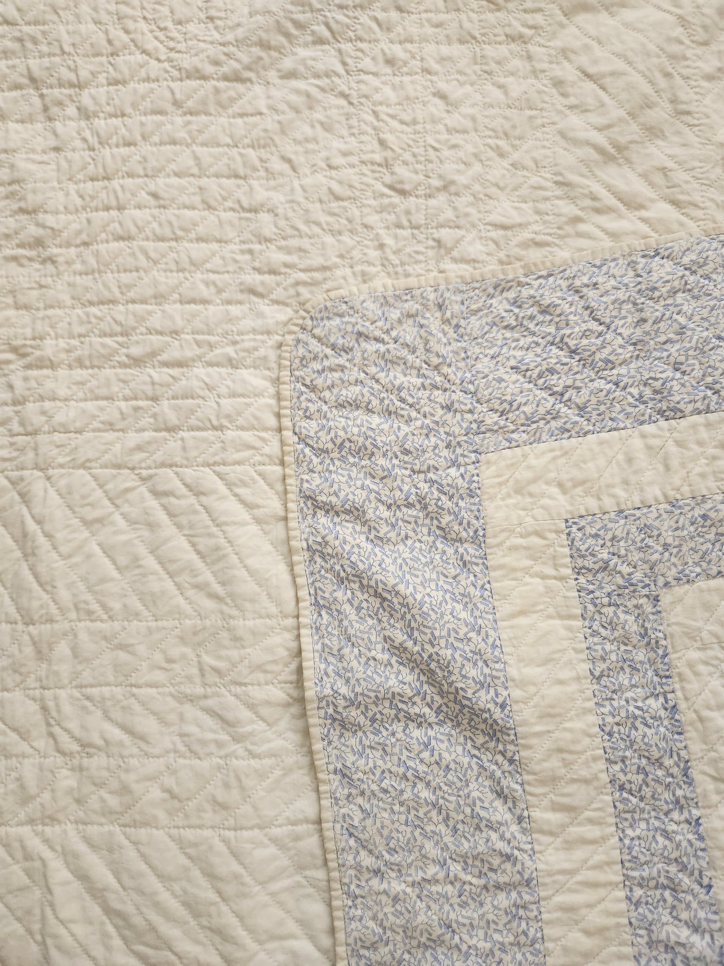 Blue and White Monogrammed Antique Quilt