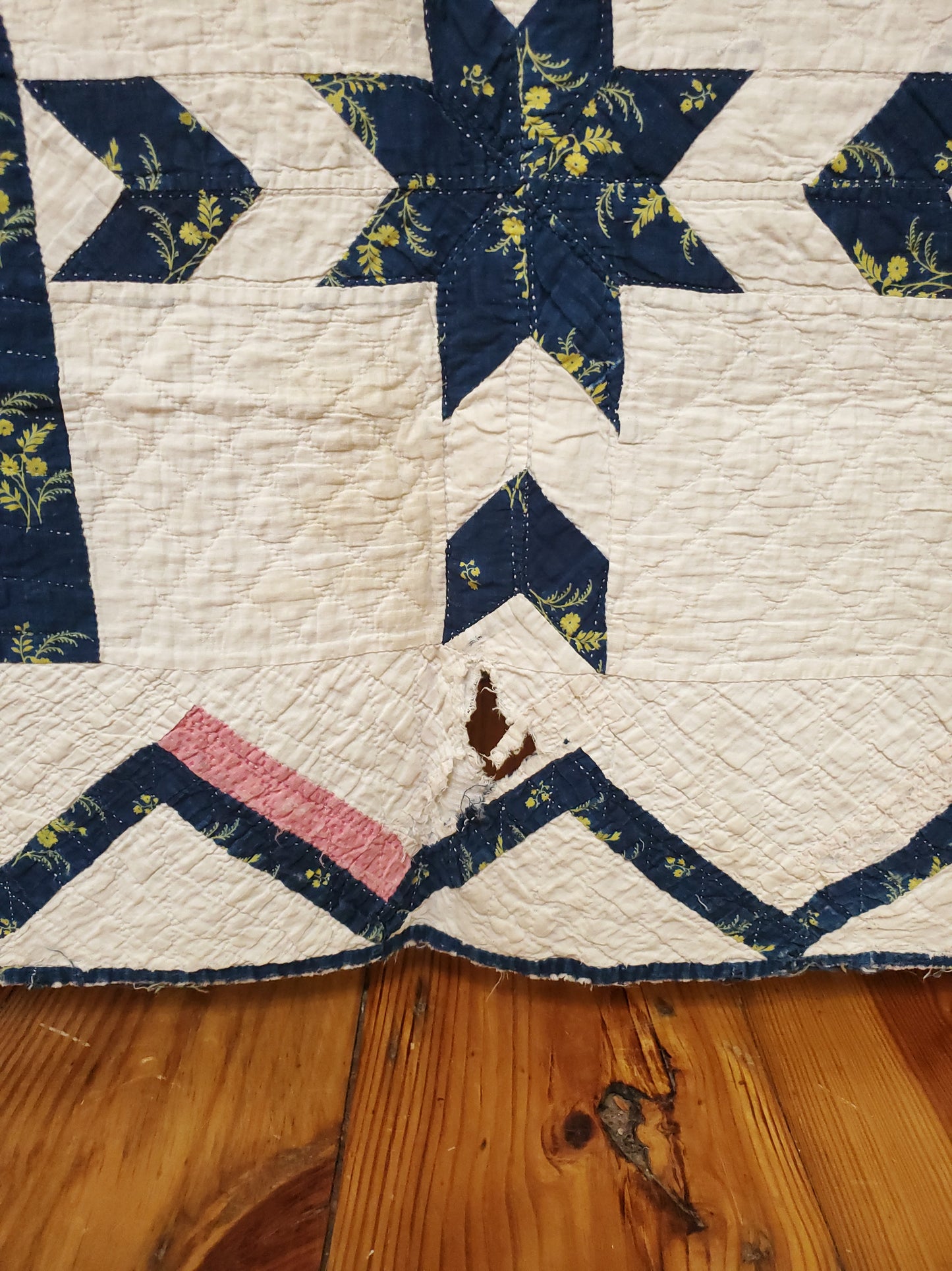 Lazy Daisy Indigo Antique Quilt