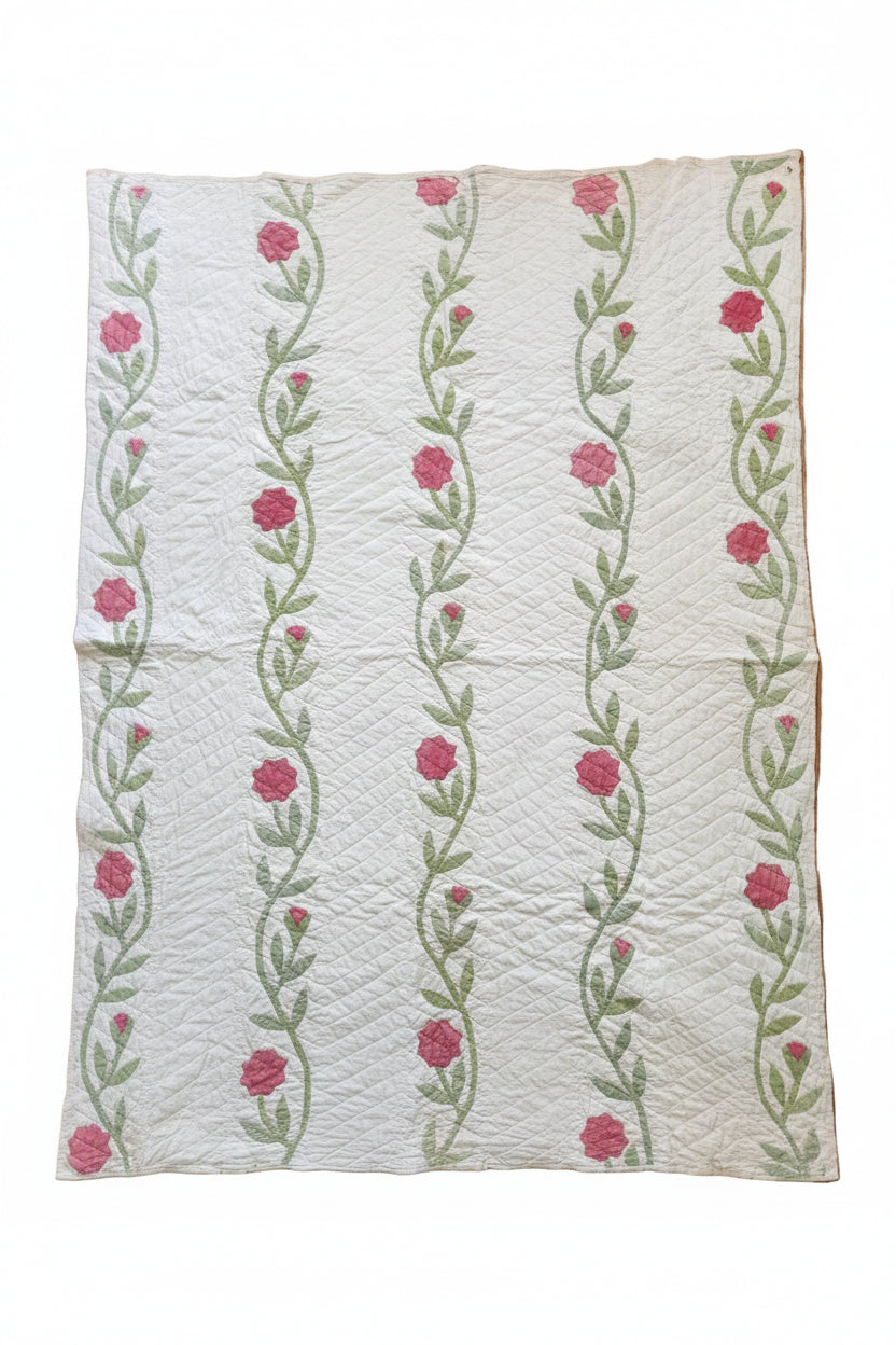 Antique Trailing Rose Crib Quilt