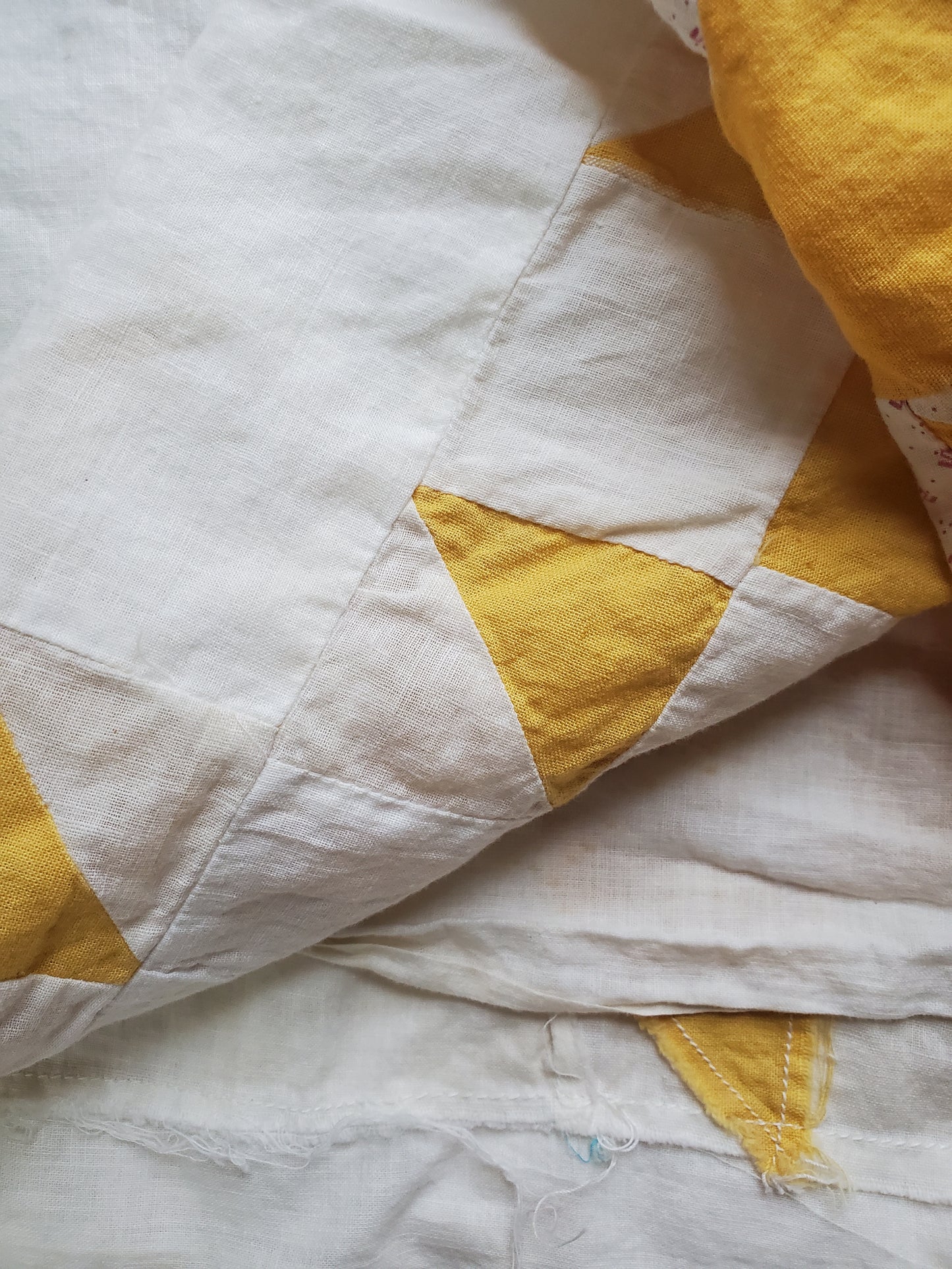 Yellow & White Double X Quilt Top