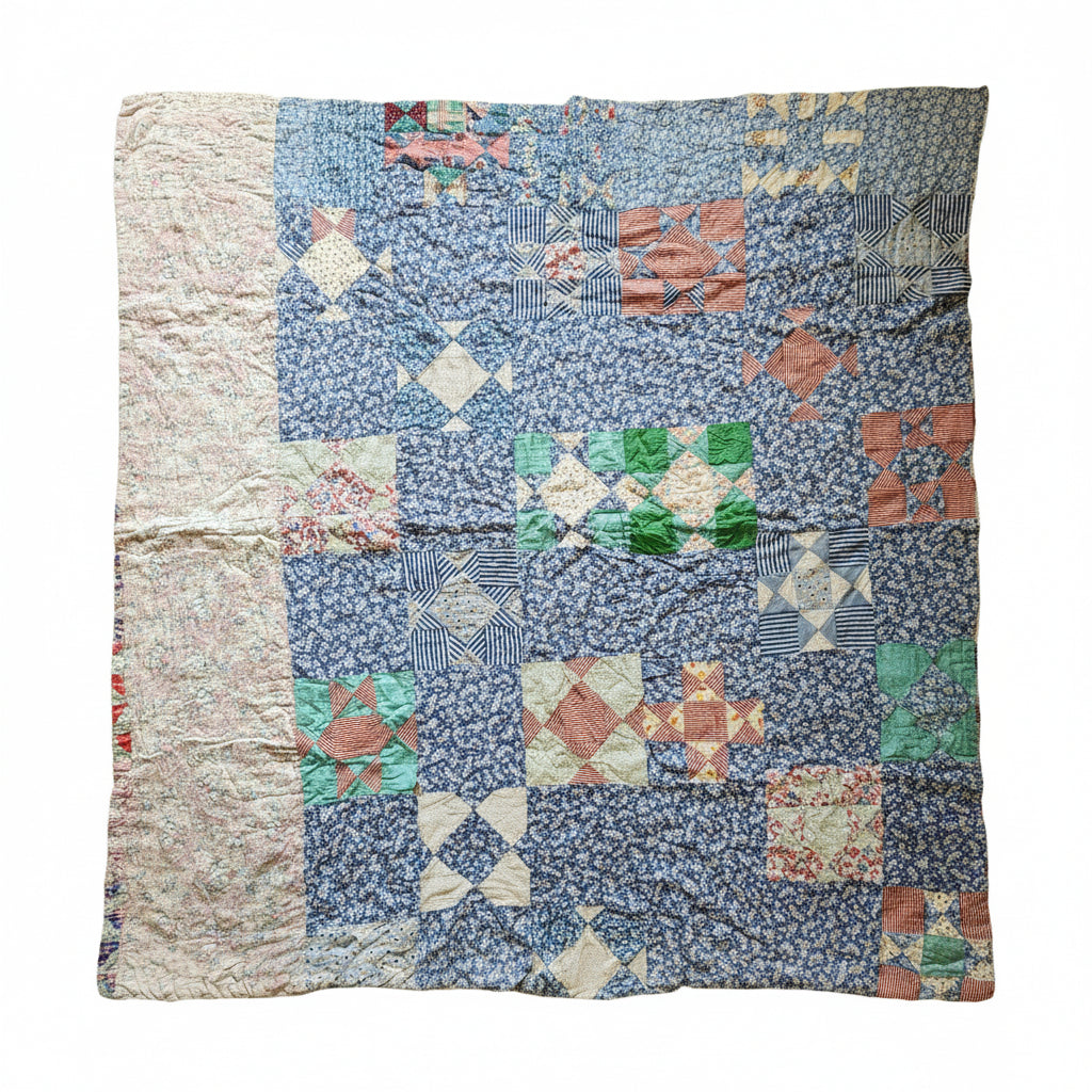 Hand Tied Double Sided Patchwork Quilt c1940