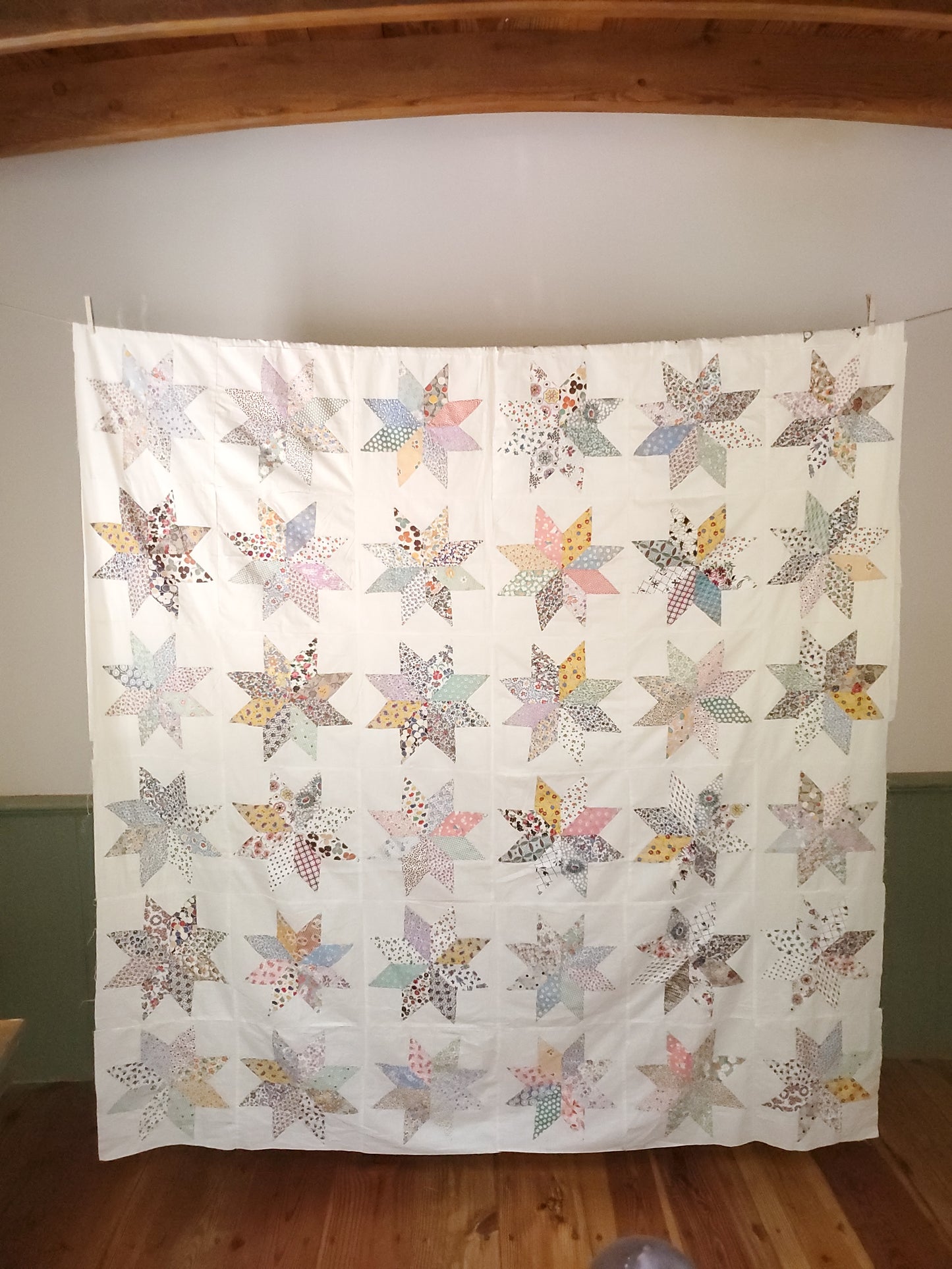 Perfect Vintage 8 Point Star Quilt Top