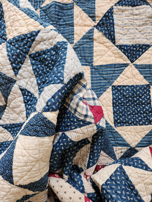 Indigo Patchwork Quilt c1900