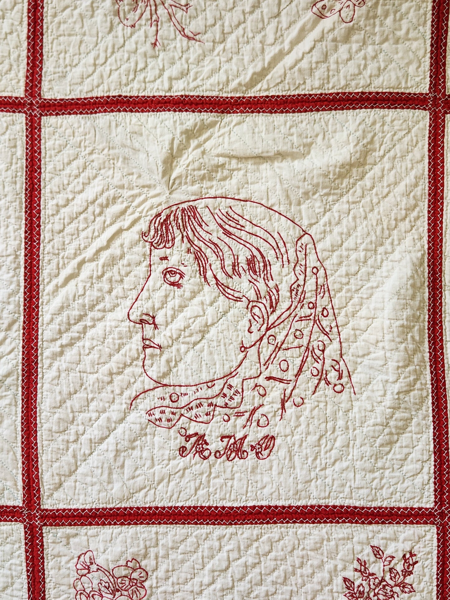 Antique Redwork Quilt, 1890