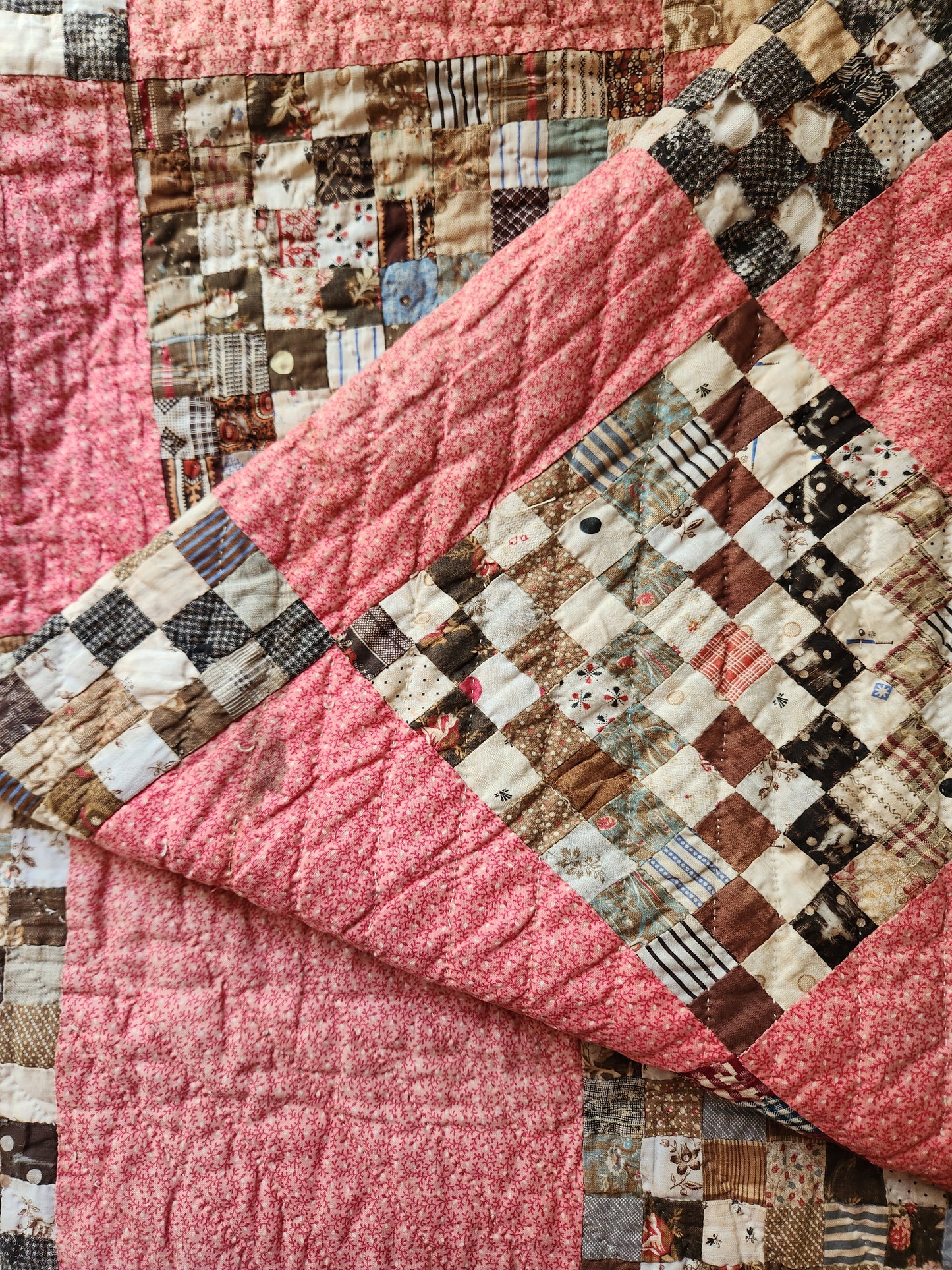 Inscribed Antique Postage Stamp Quilt c1911