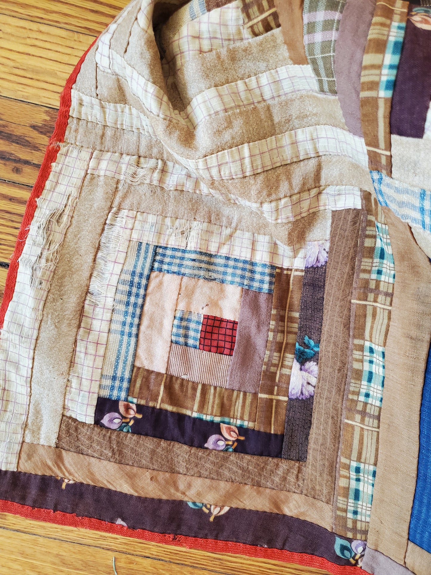 19th Century Antique Log Cabin Quilt