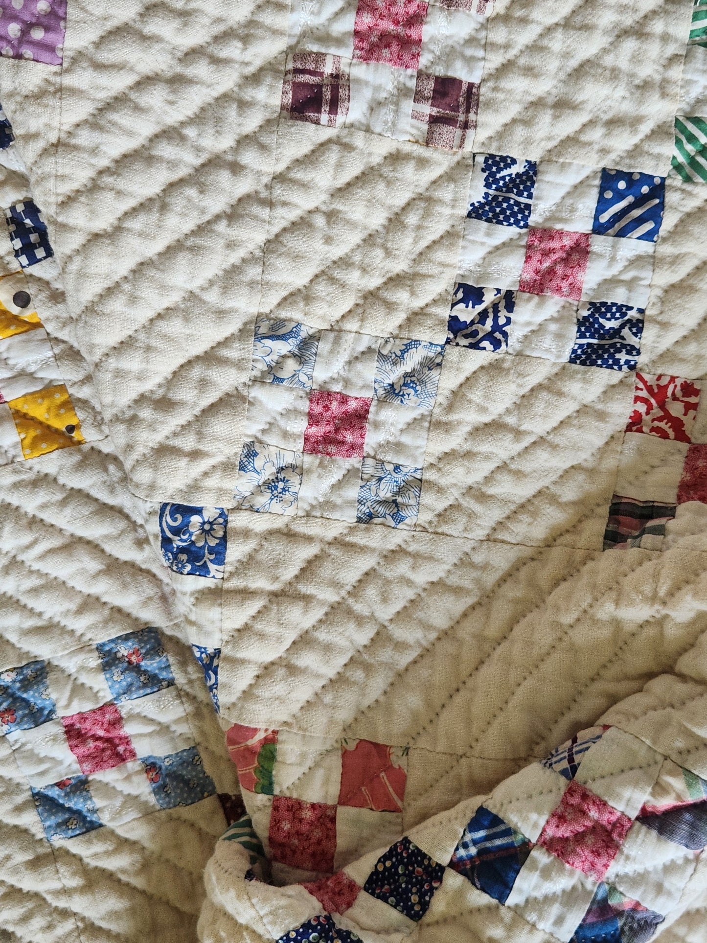 Vintage 9 Patch Variation Feed Sack Quilt