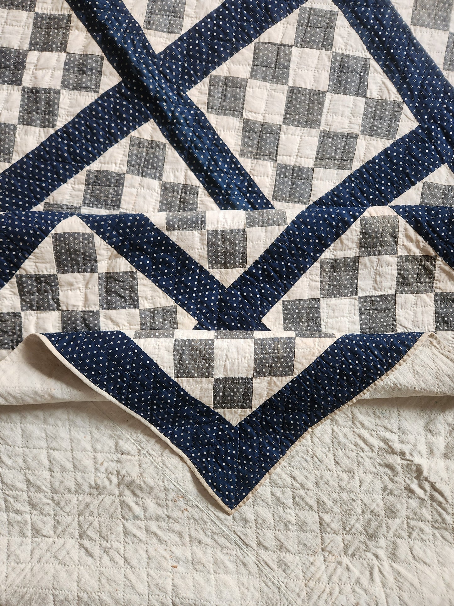 Antique Indigo Nine Patch Quilt