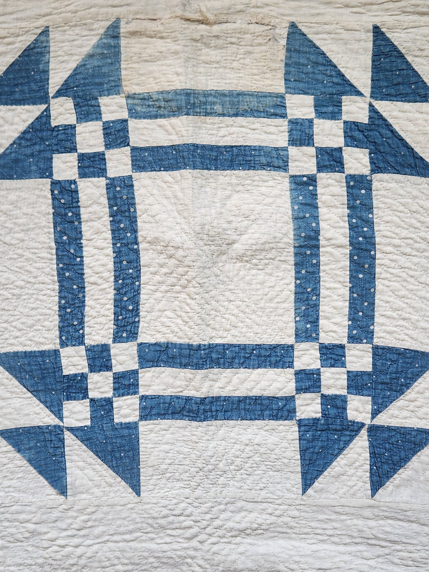 Antique Blue & White Missouri Puzzle Quilt