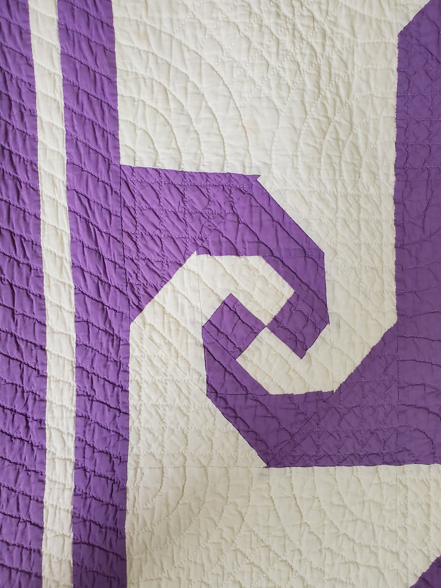 Purple and White Snail Trail Vintage Quilt