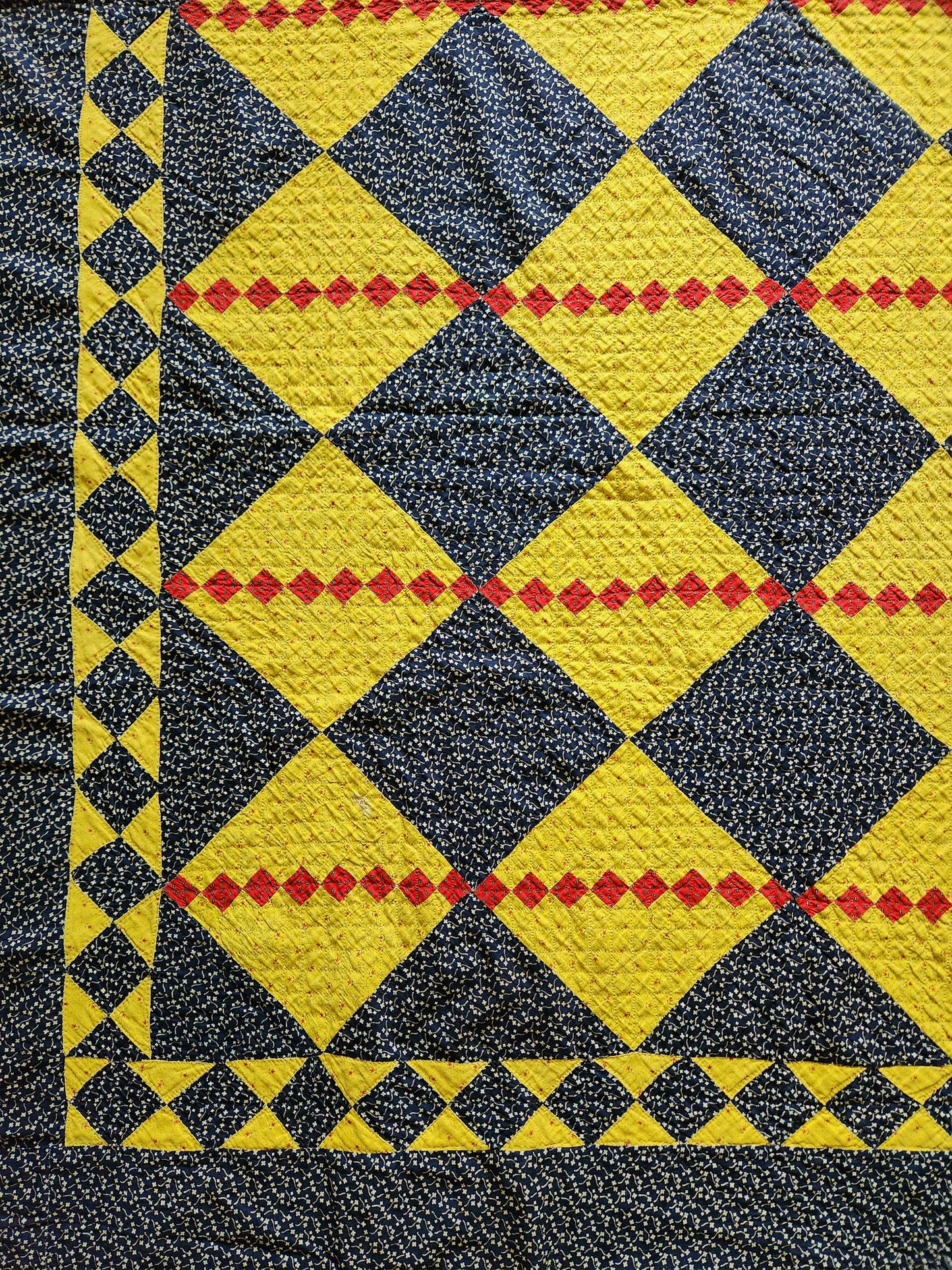 Four Patch on Point Quilt c1880