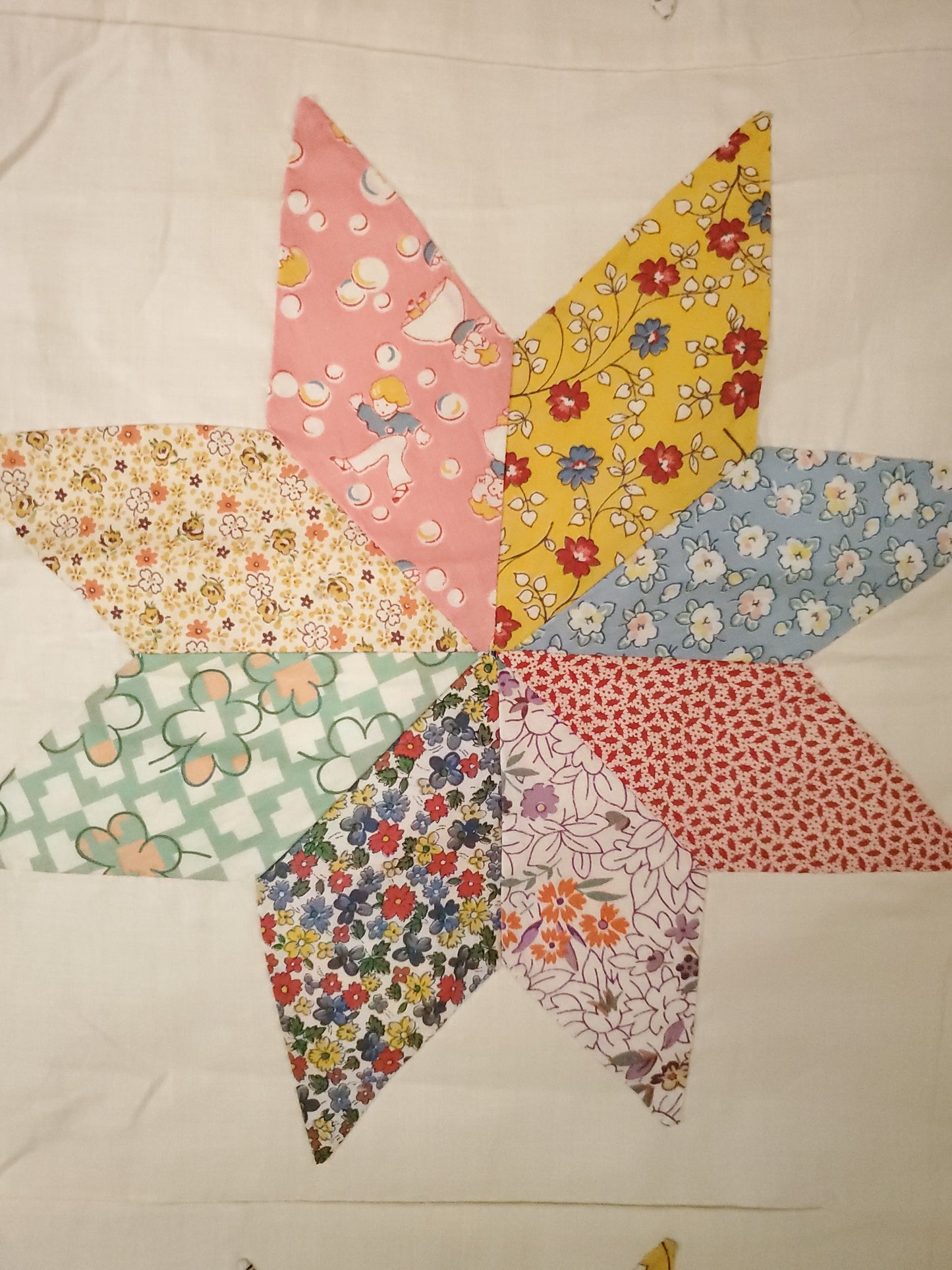 Perfect Vintage 8 Point Star Quilt Top