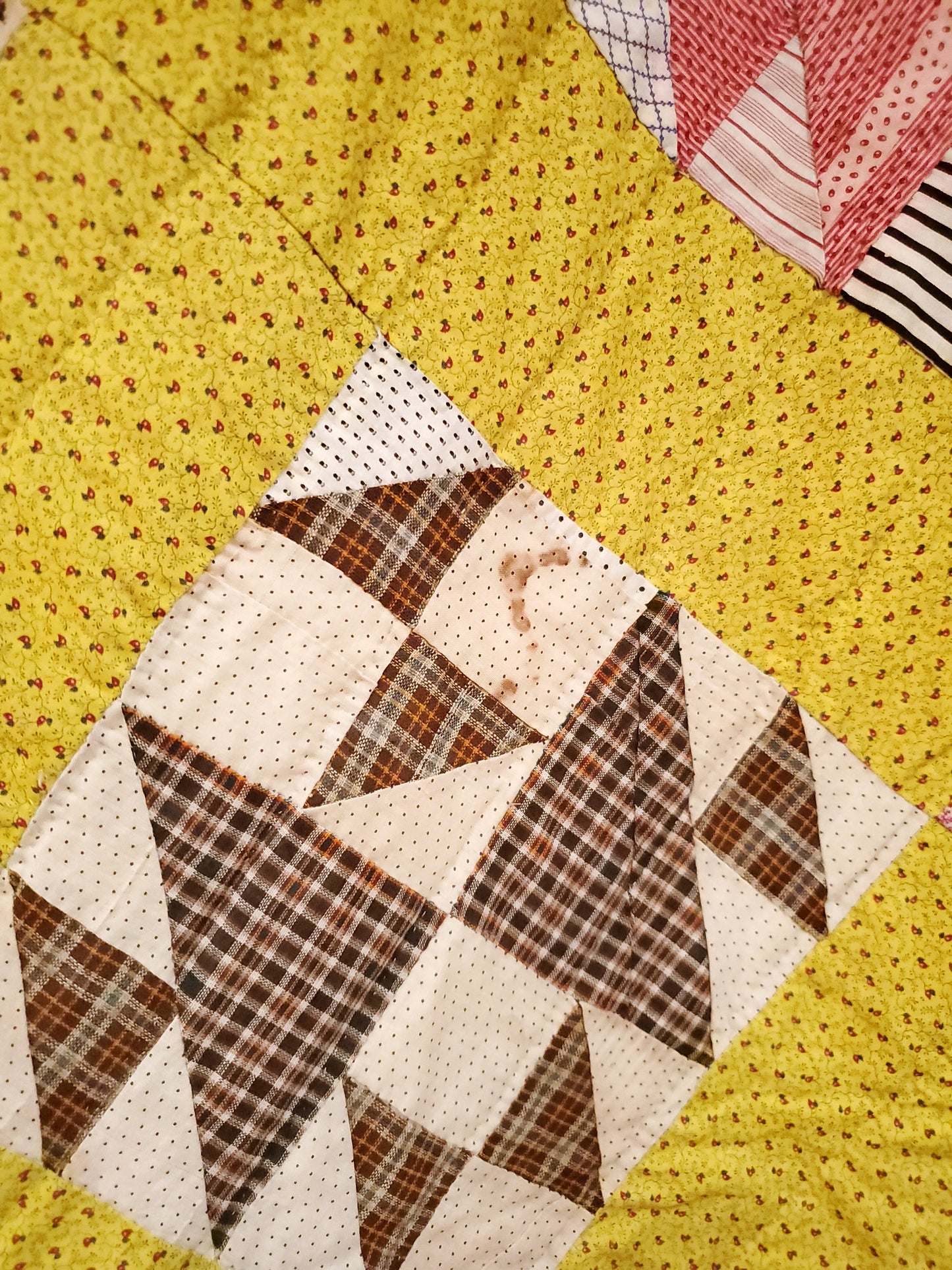 Yellow Calico Antique Quilt