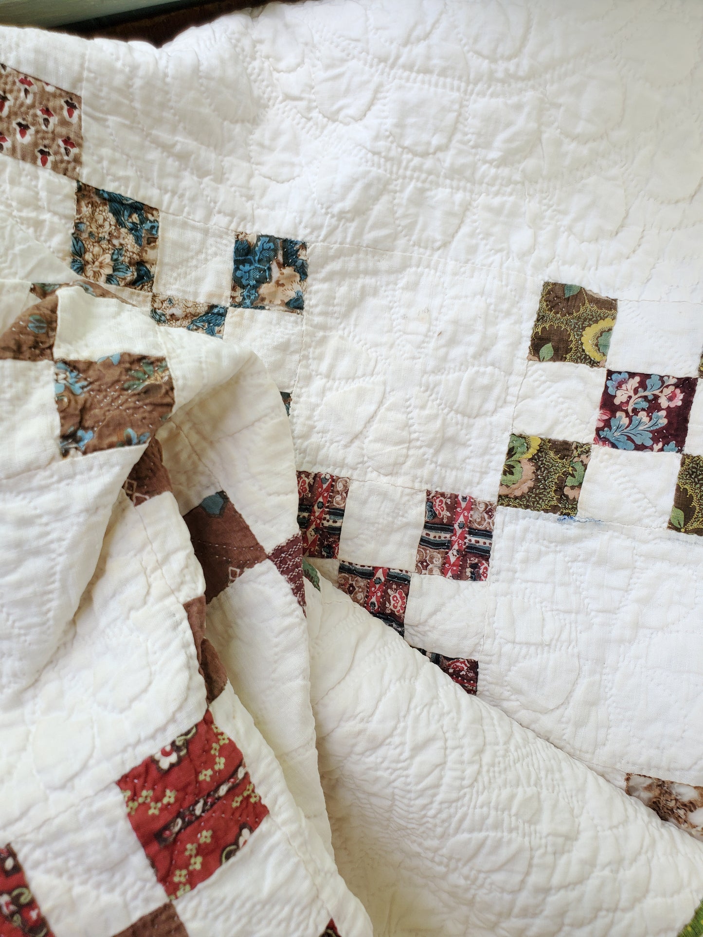 Antique Double 9 Patch Quilt, 19th Cent