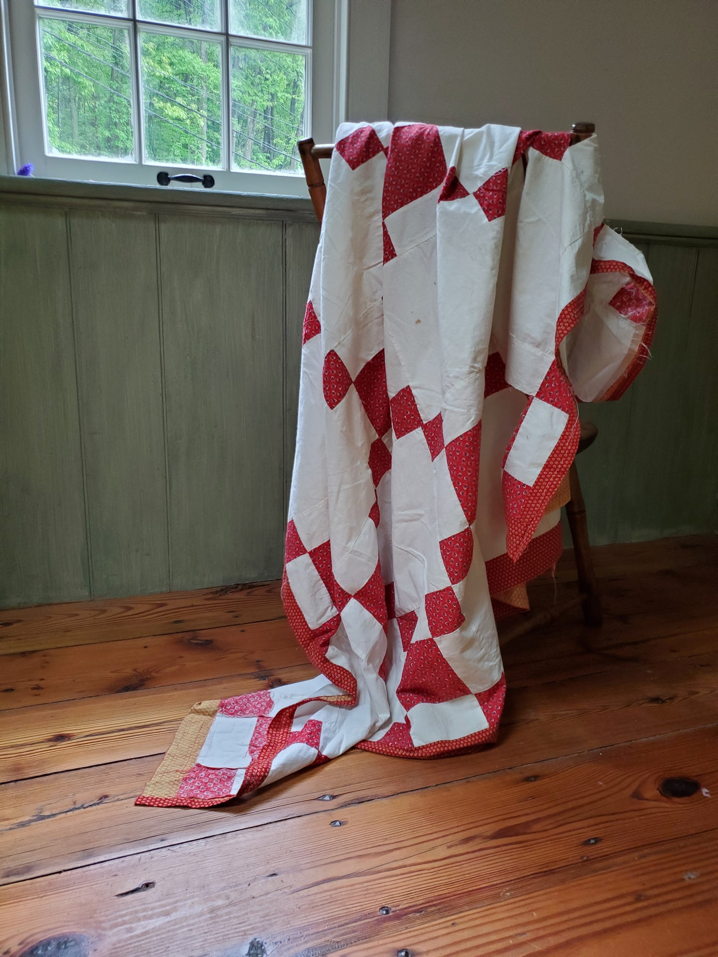 Red and White Antique Quilt top