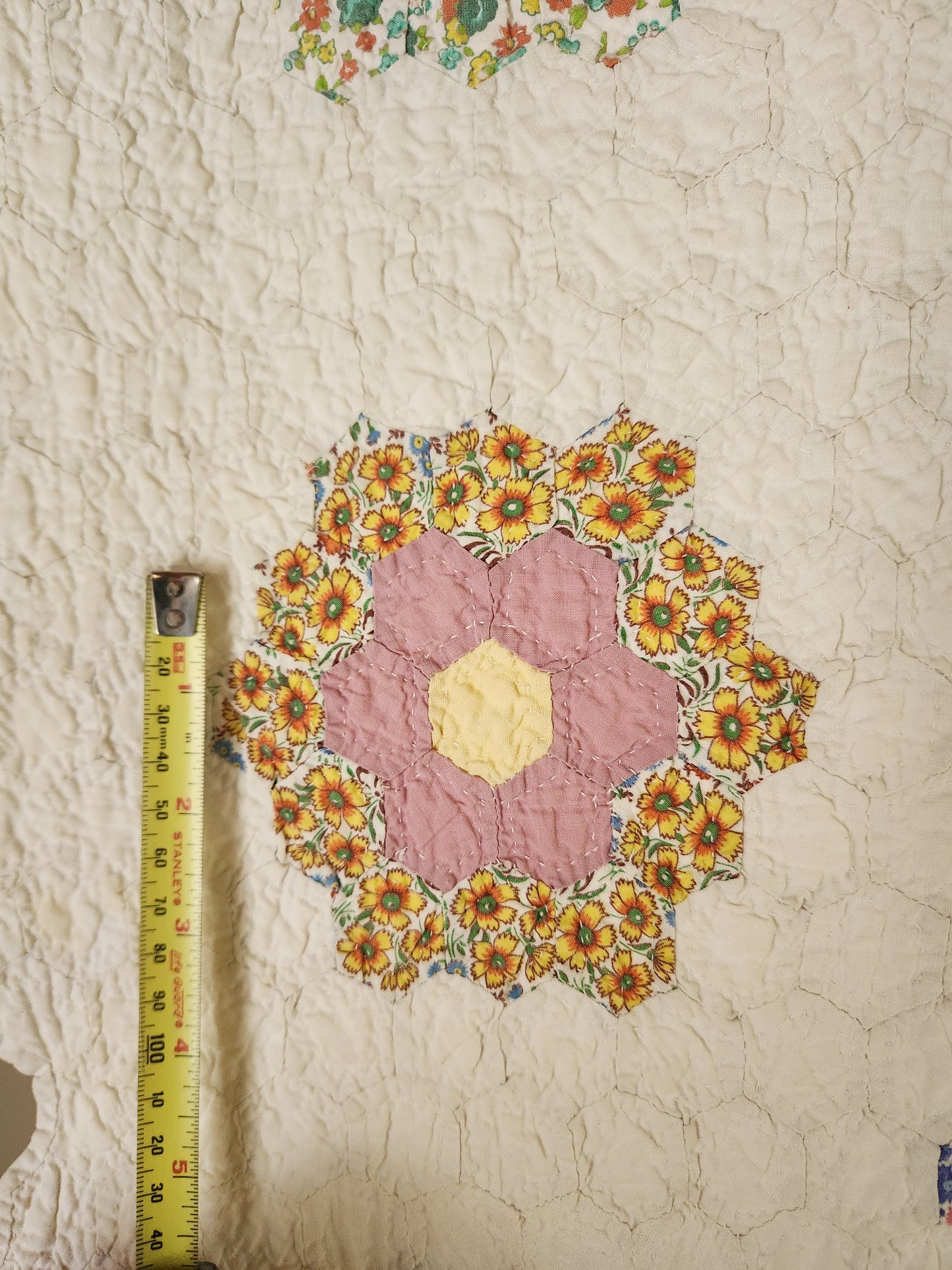 Grandmother's Garden Patchwork Crib Quilt c1930