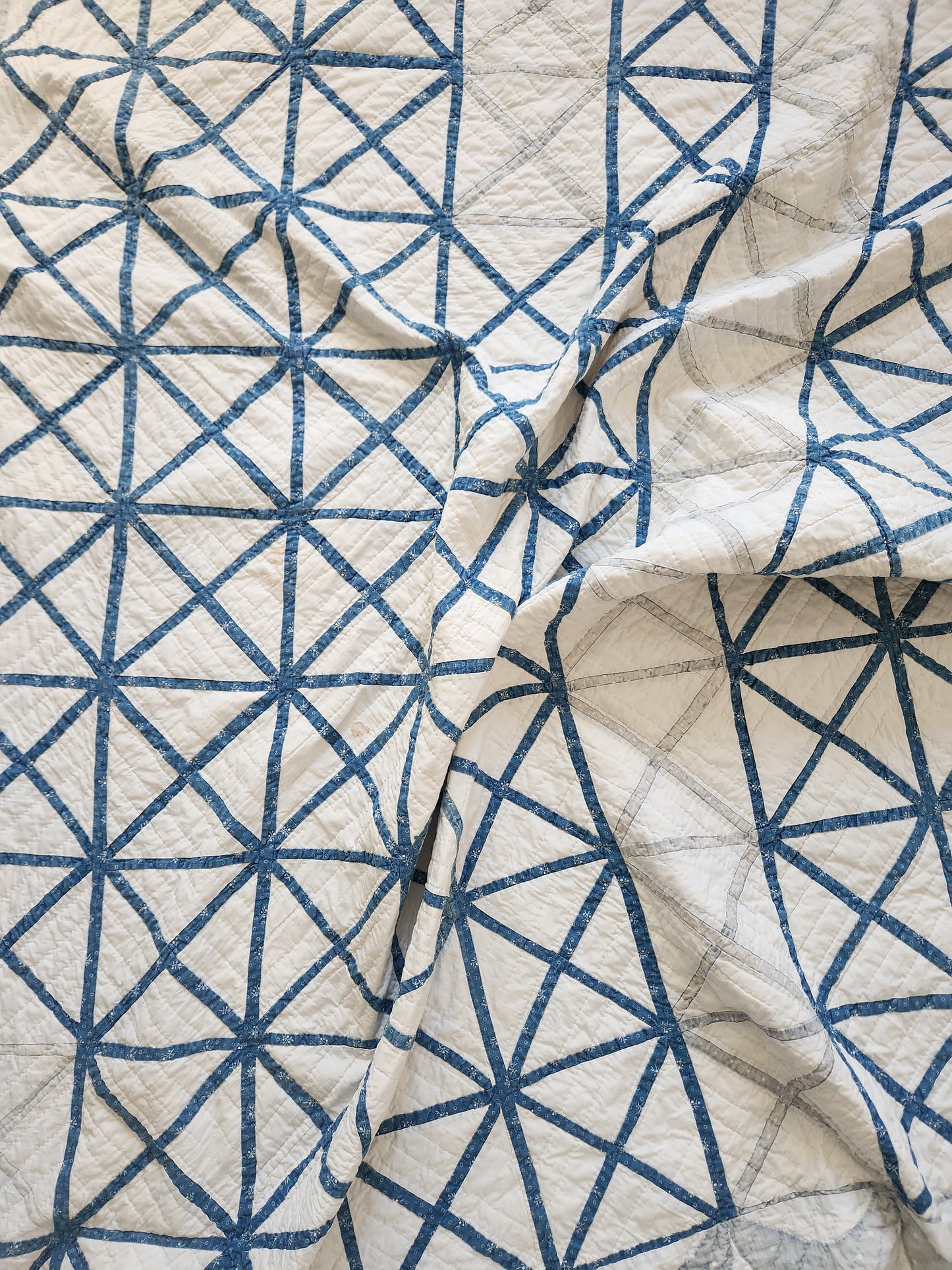 19th Century Blue and White Antique Quilt