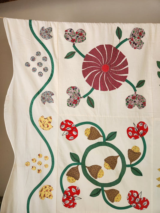 Vintage Hand Stitched Album Coverlet c1950 (B)
