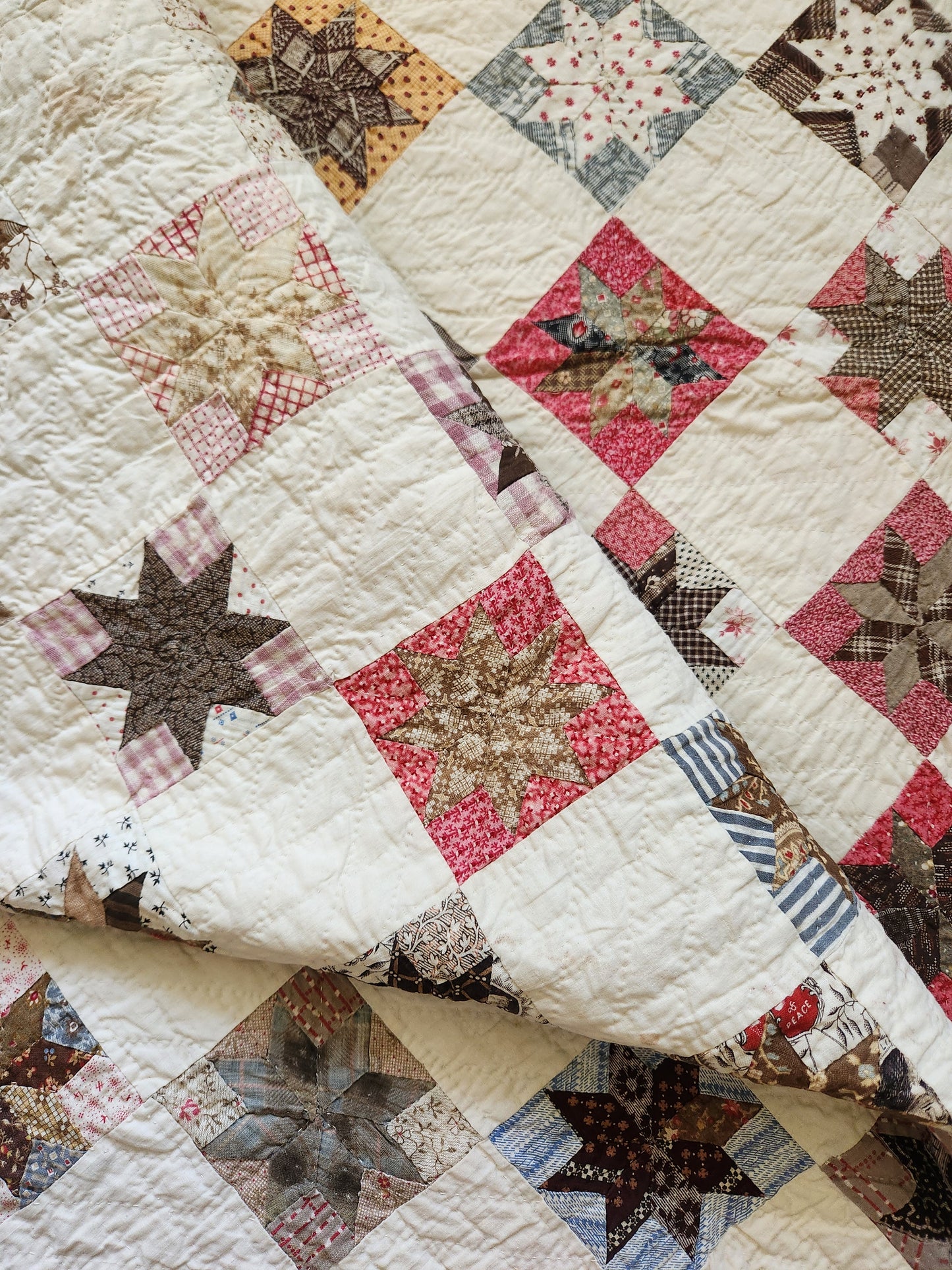 Antique LeMoyne Star Quilt ca 1880