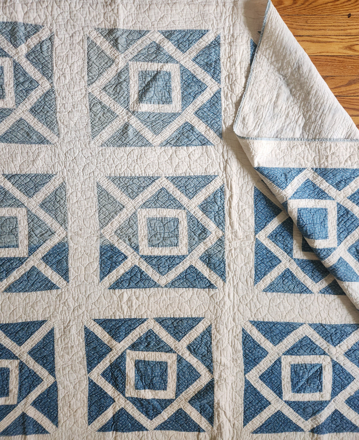 Blue & White Antique Quilt c1900