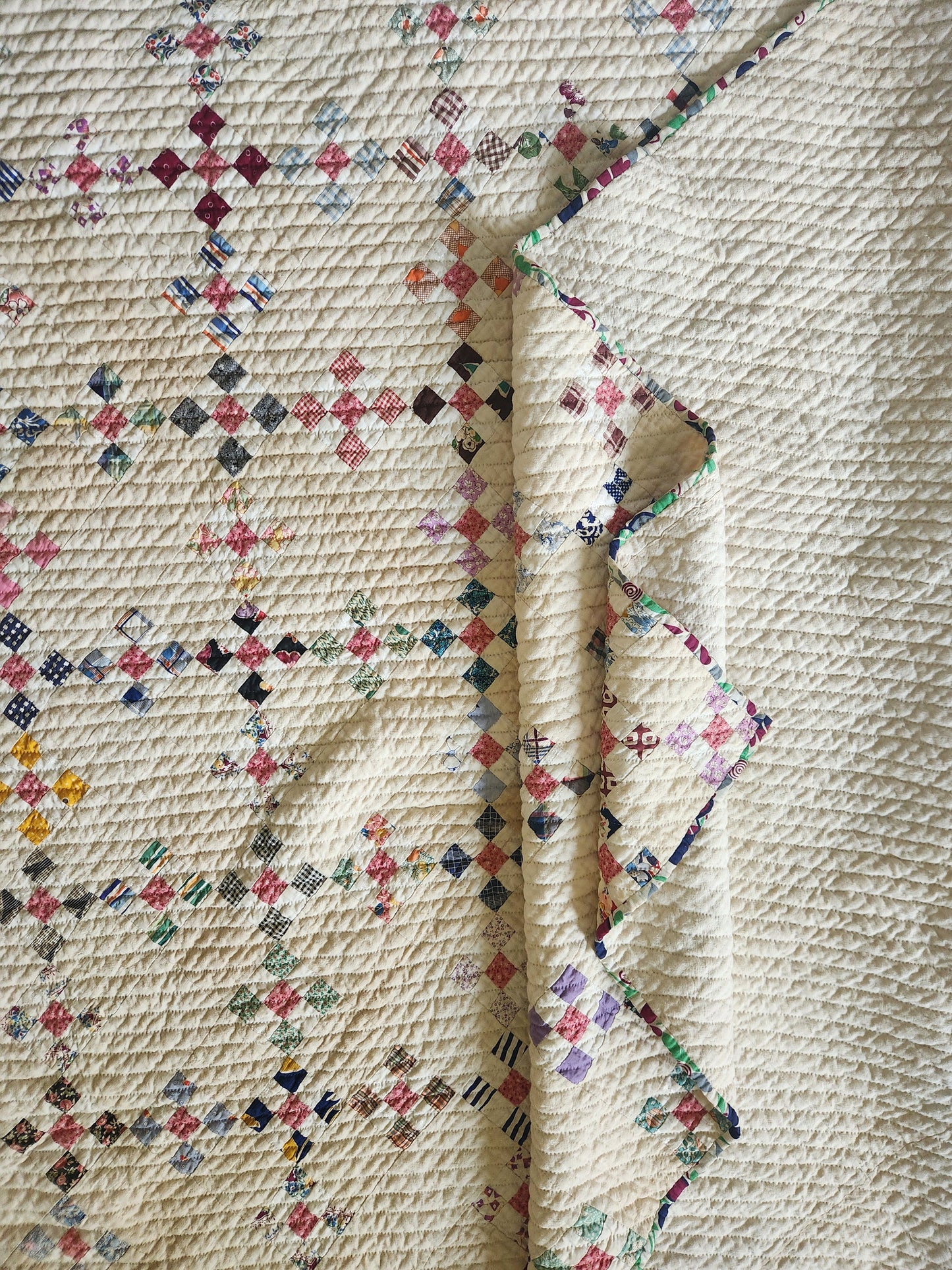 Vintage 9 Patch Variation Feed Sack Quilt