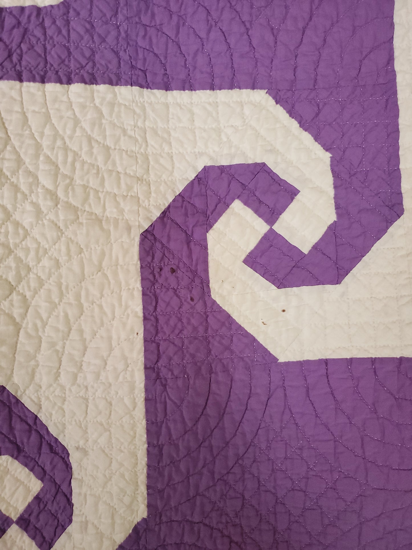 Purple and White Snail Trail Vintage Quilt