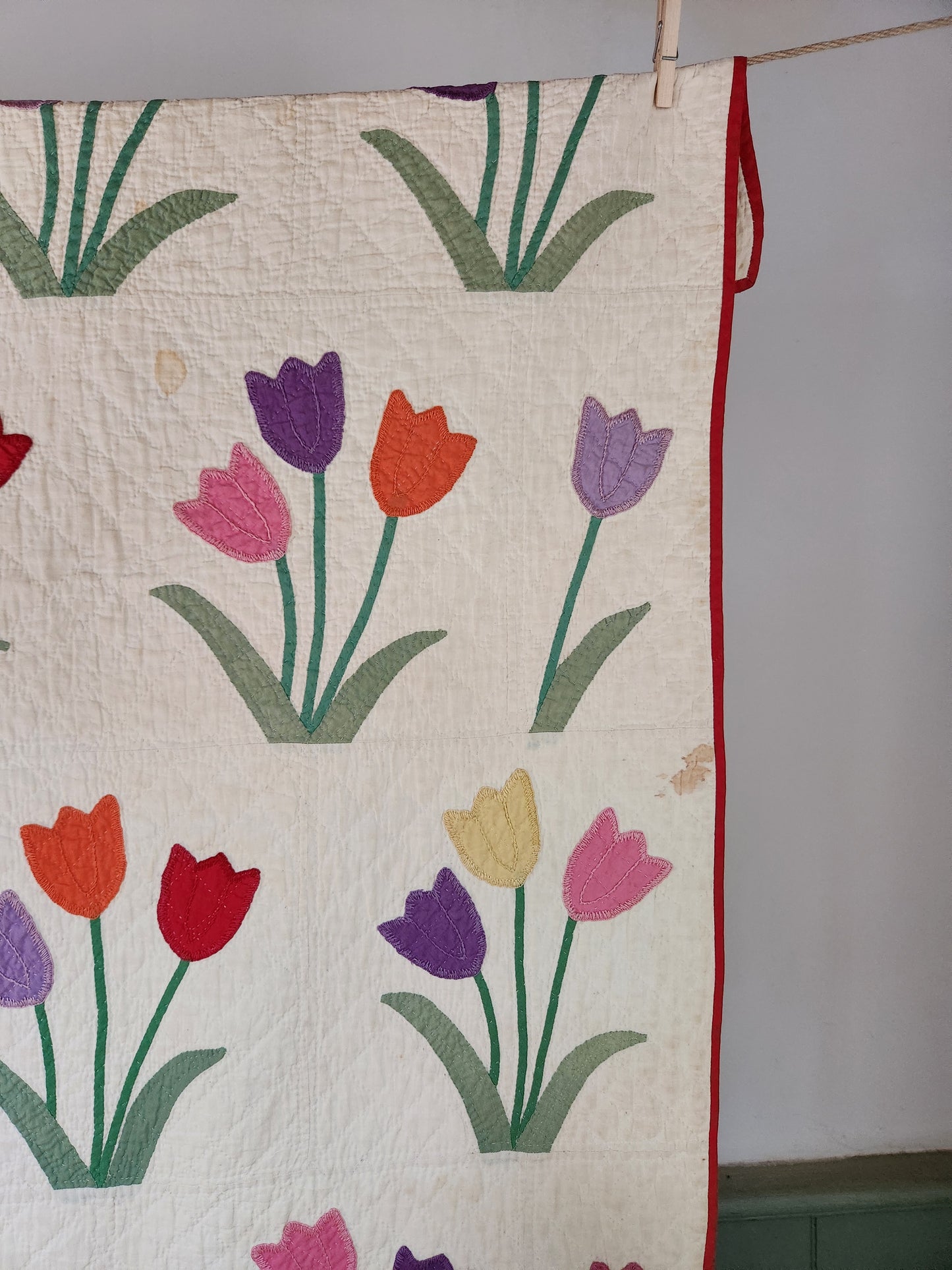 Vintage Tulip Applique Quilt c1930