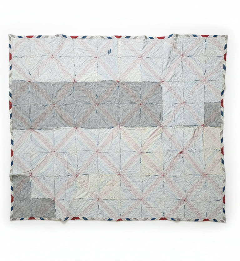 Red White & Blue Patchwork Coverlet c1900