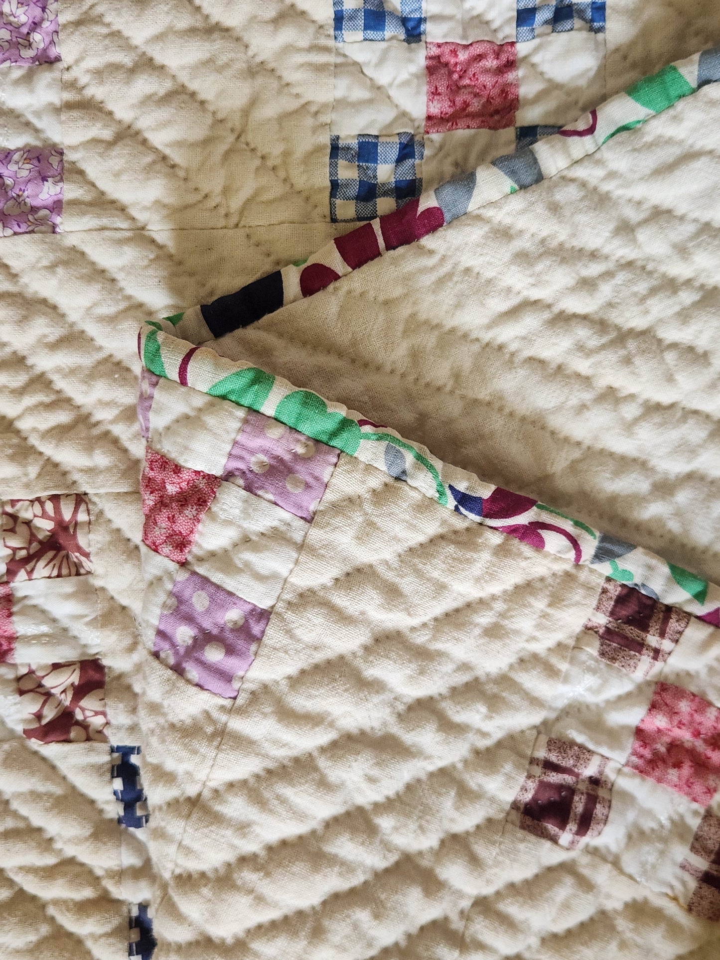 Vintage 9 Patch Variation Feed Sack Quilt