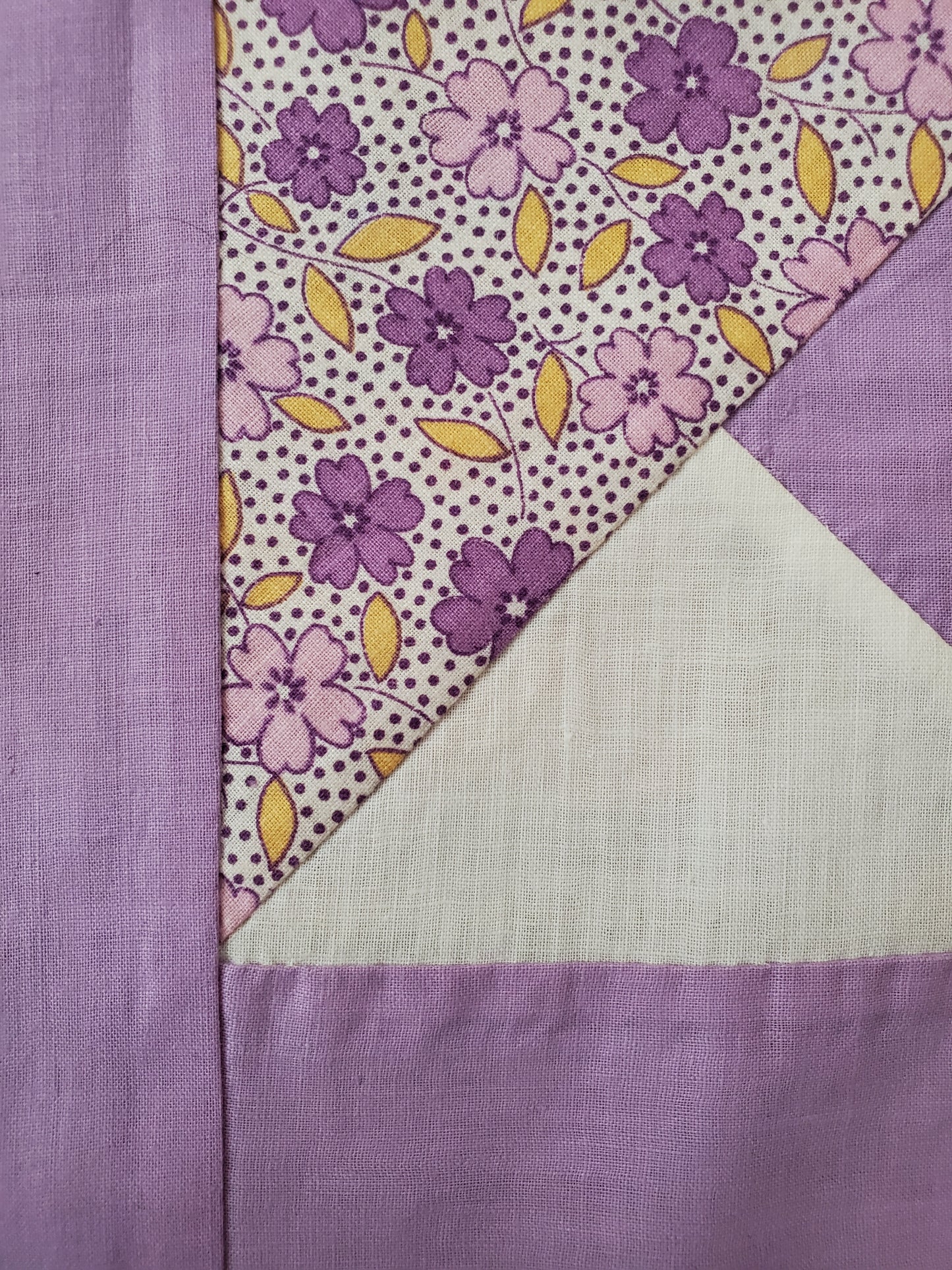 Lavender Floral Pinwheel Quilt Top, ca 1930