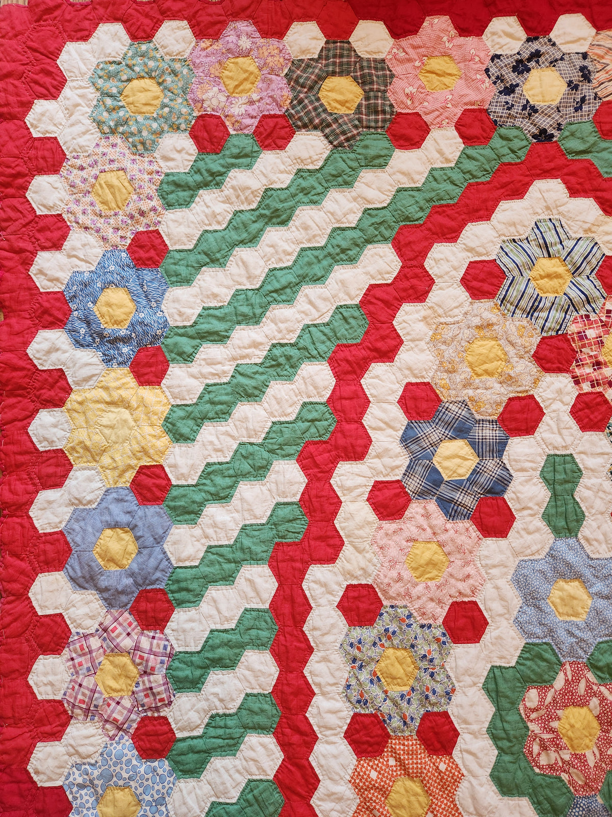 Vintage Hexagon Medallion Quilt