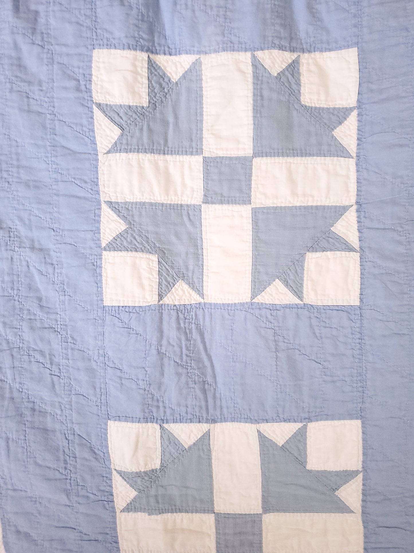 Blue and White Vintage Goose Tracks Quilt