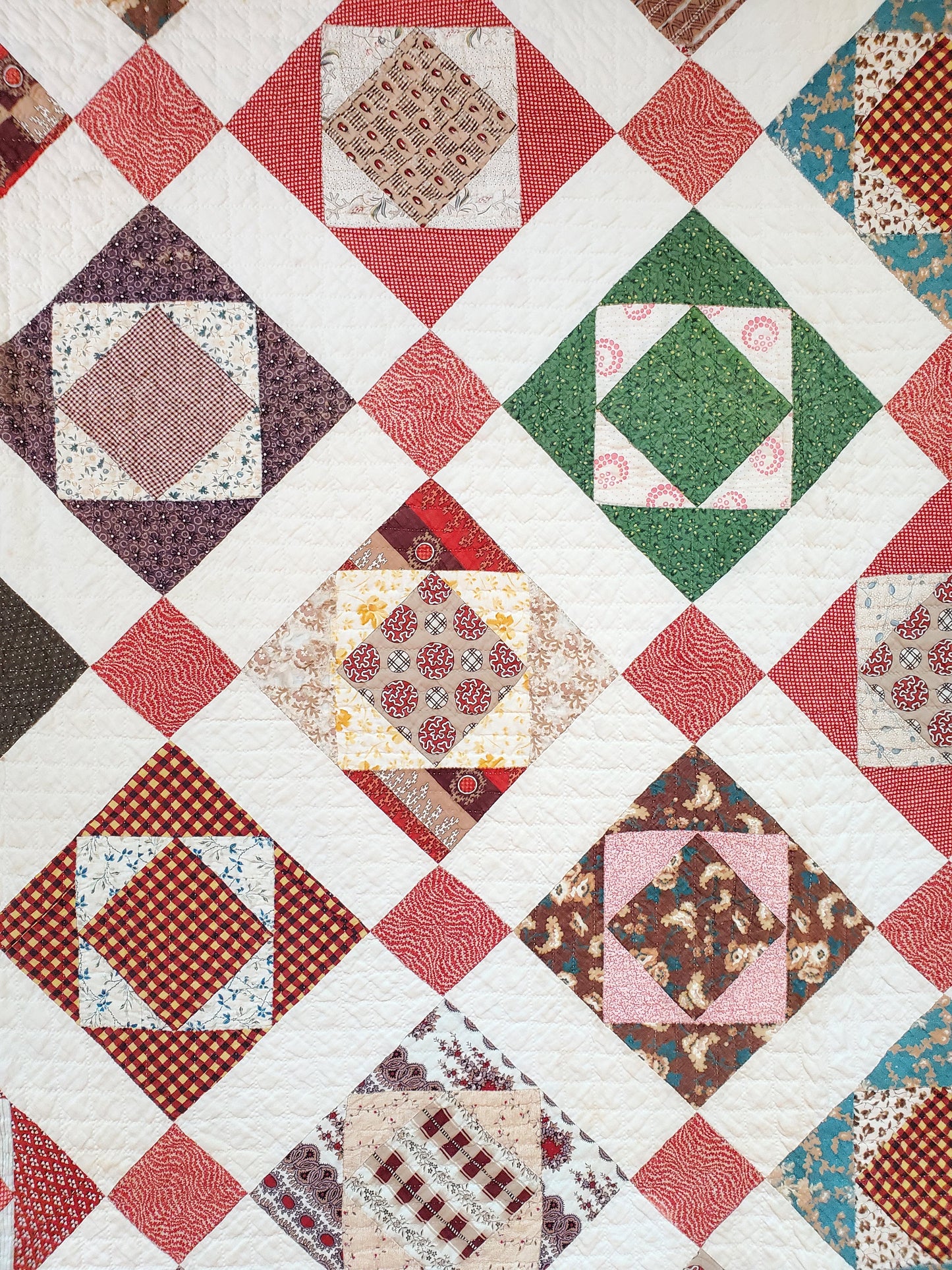 19th Century Square in a Square Antique Quilt