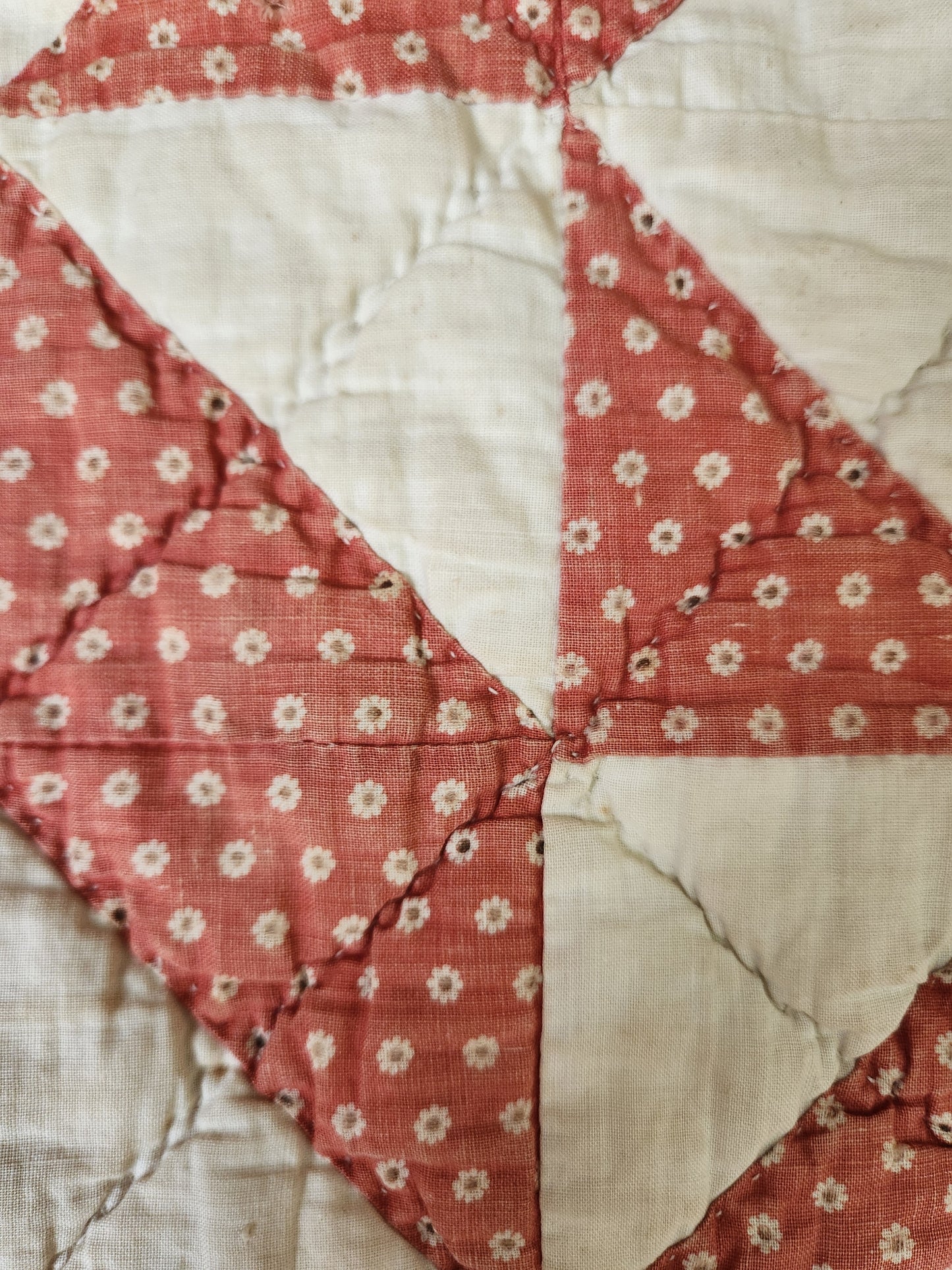 Antique Patchwork Quilt in Green & Red