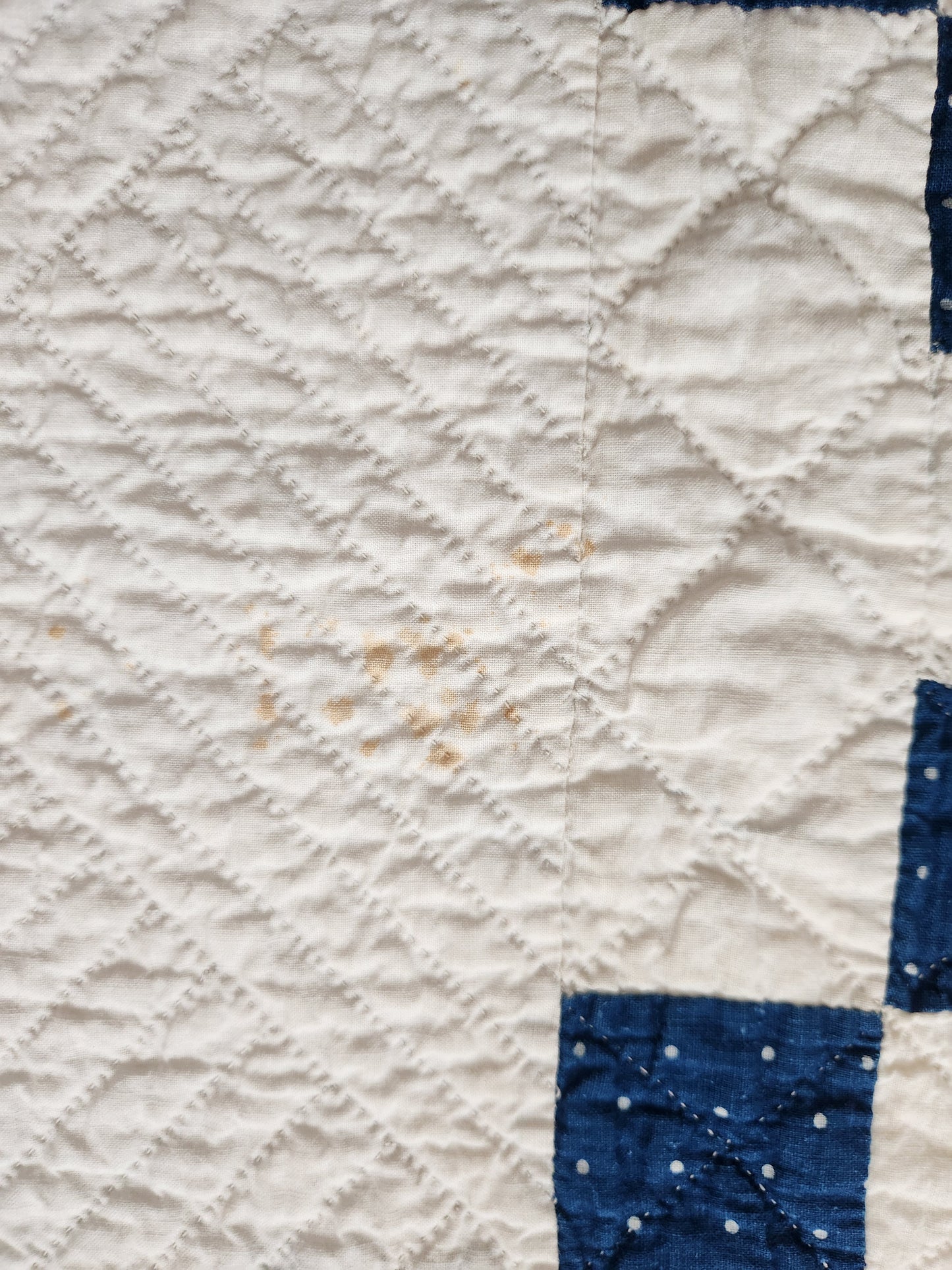 Antique Blue & White Triple Irish Chain Quilt c1900