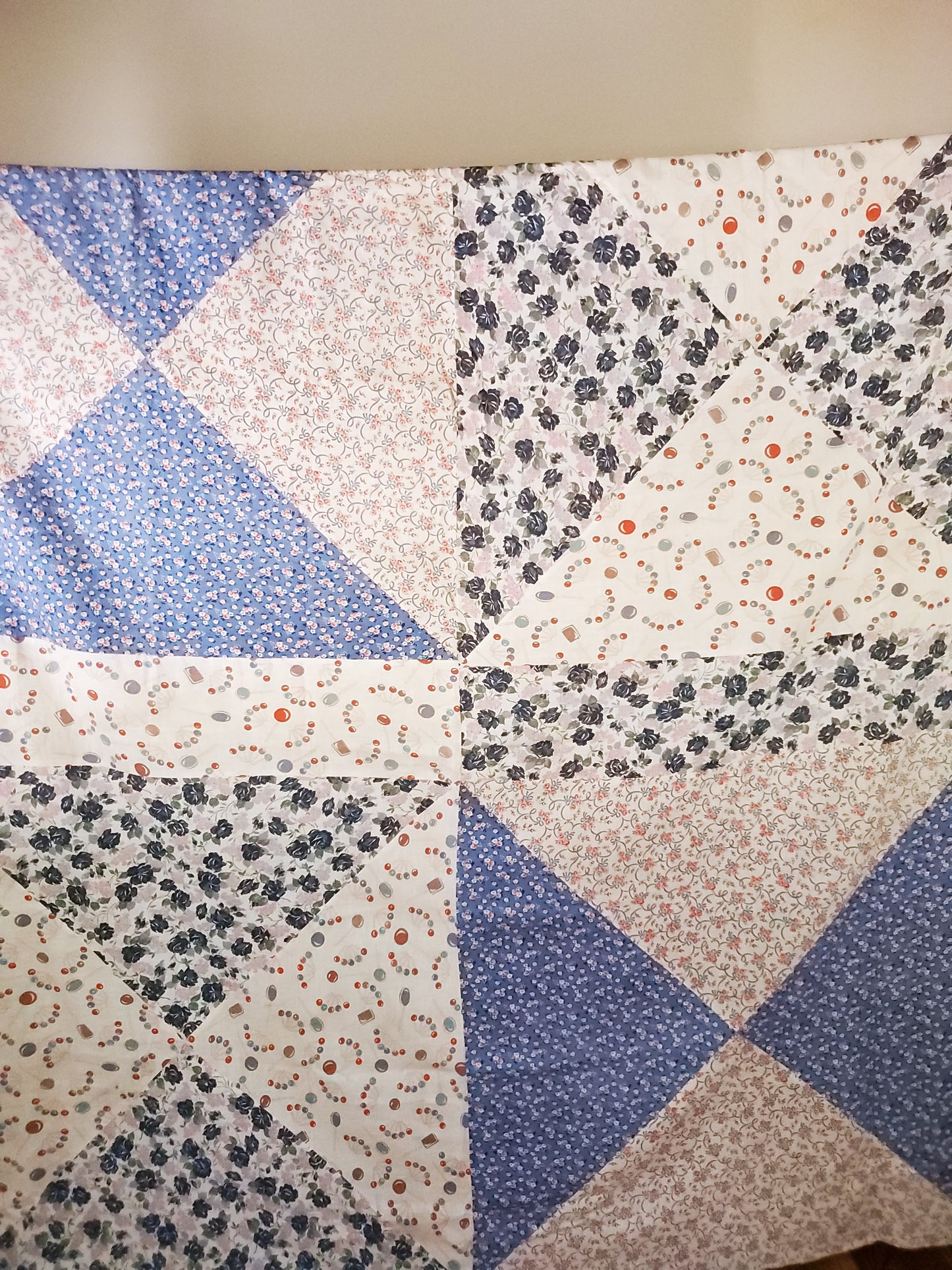 Fabulous Feed Sack Quilt Top, ca 1950