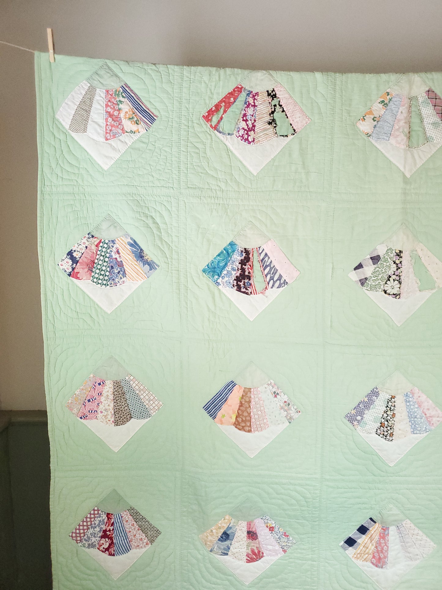 Vintage Fan Quilt, post 1960