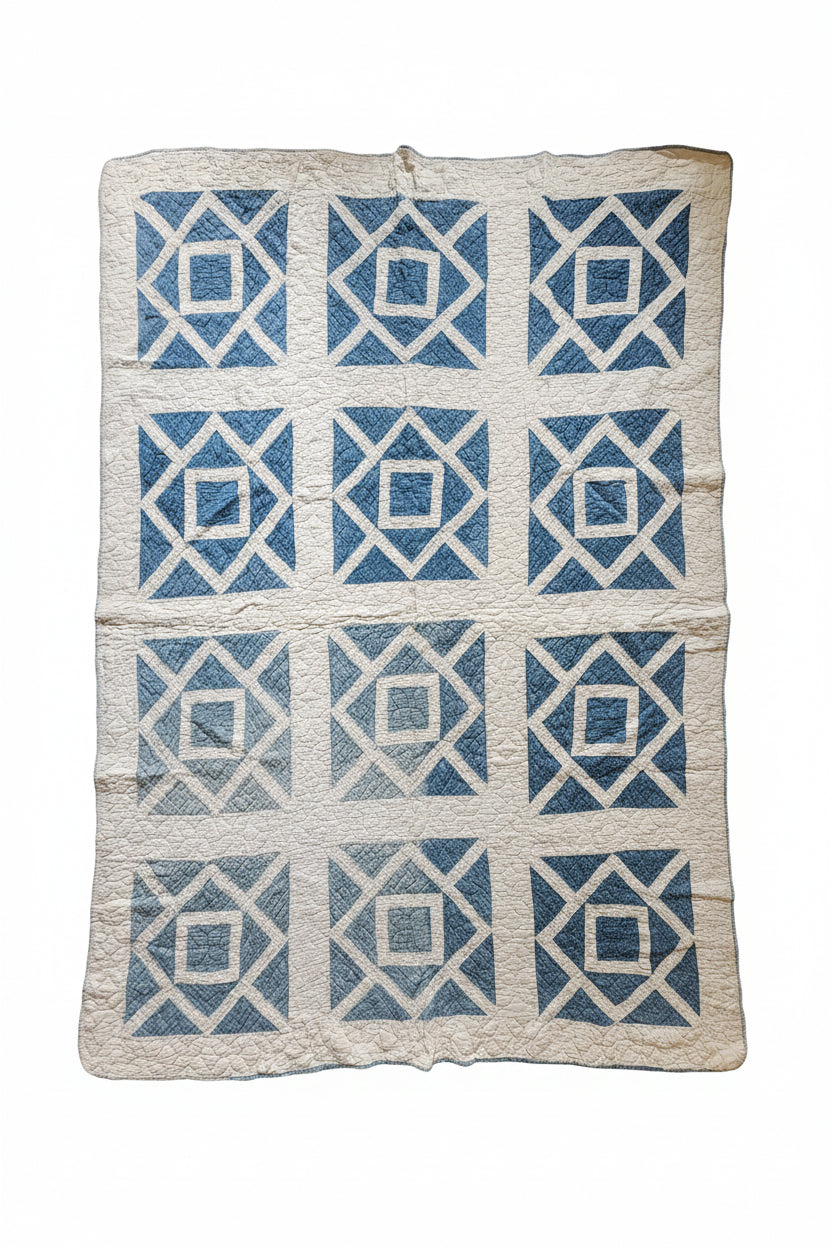 Blue & White Antique Quilt c1900