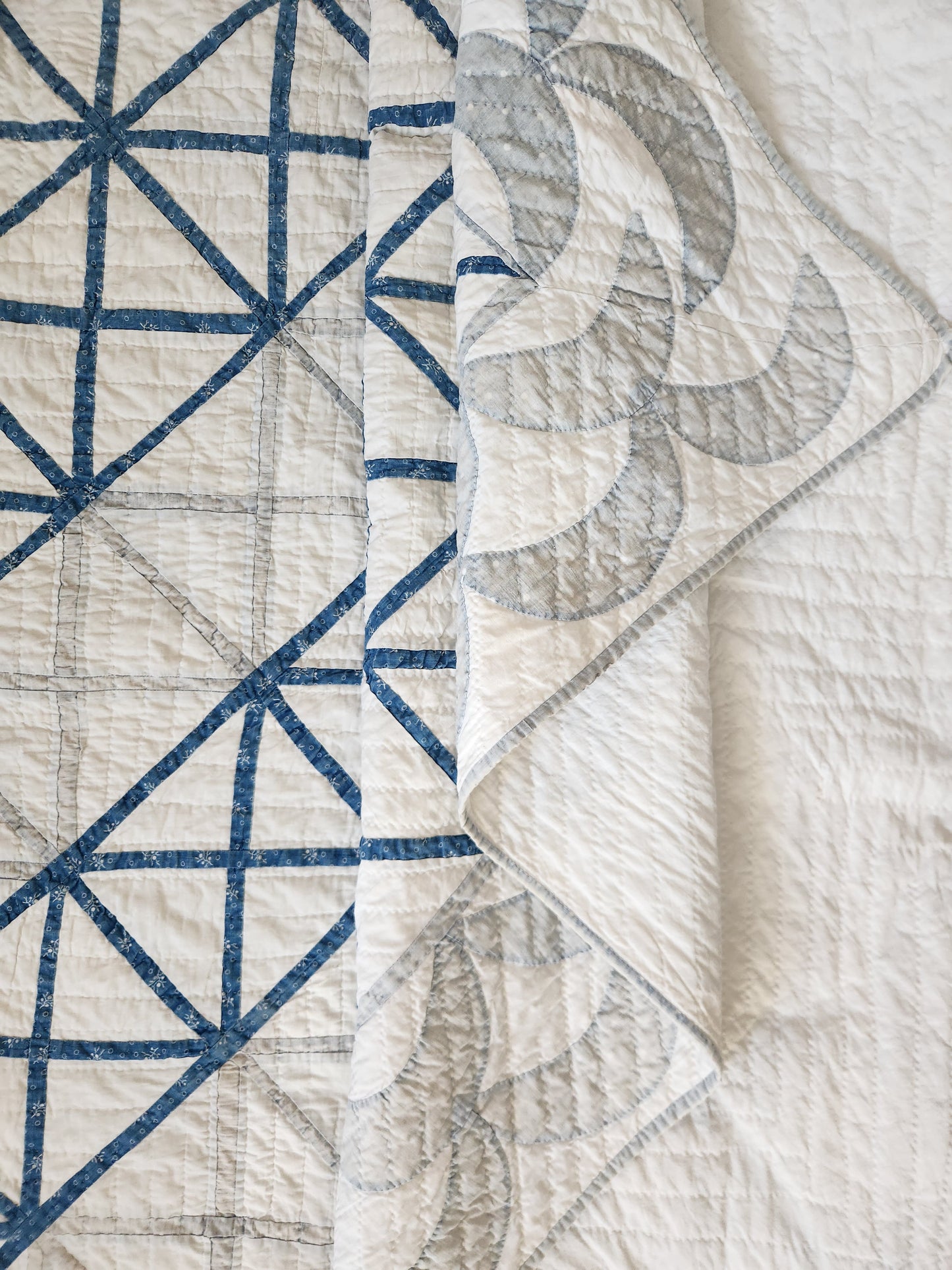 19th Century Blue and White Antique Quilt