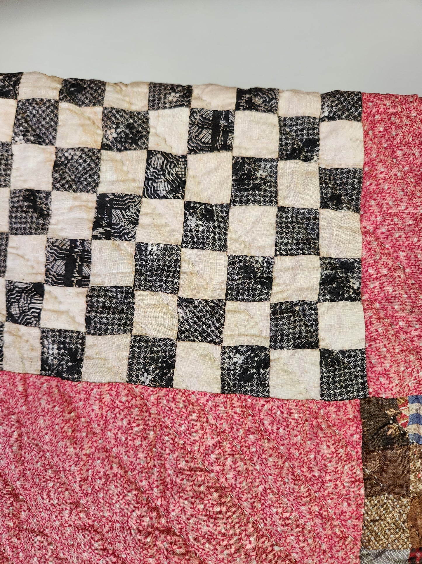 Inscribed Antique Postage Stamp Quilt c1911