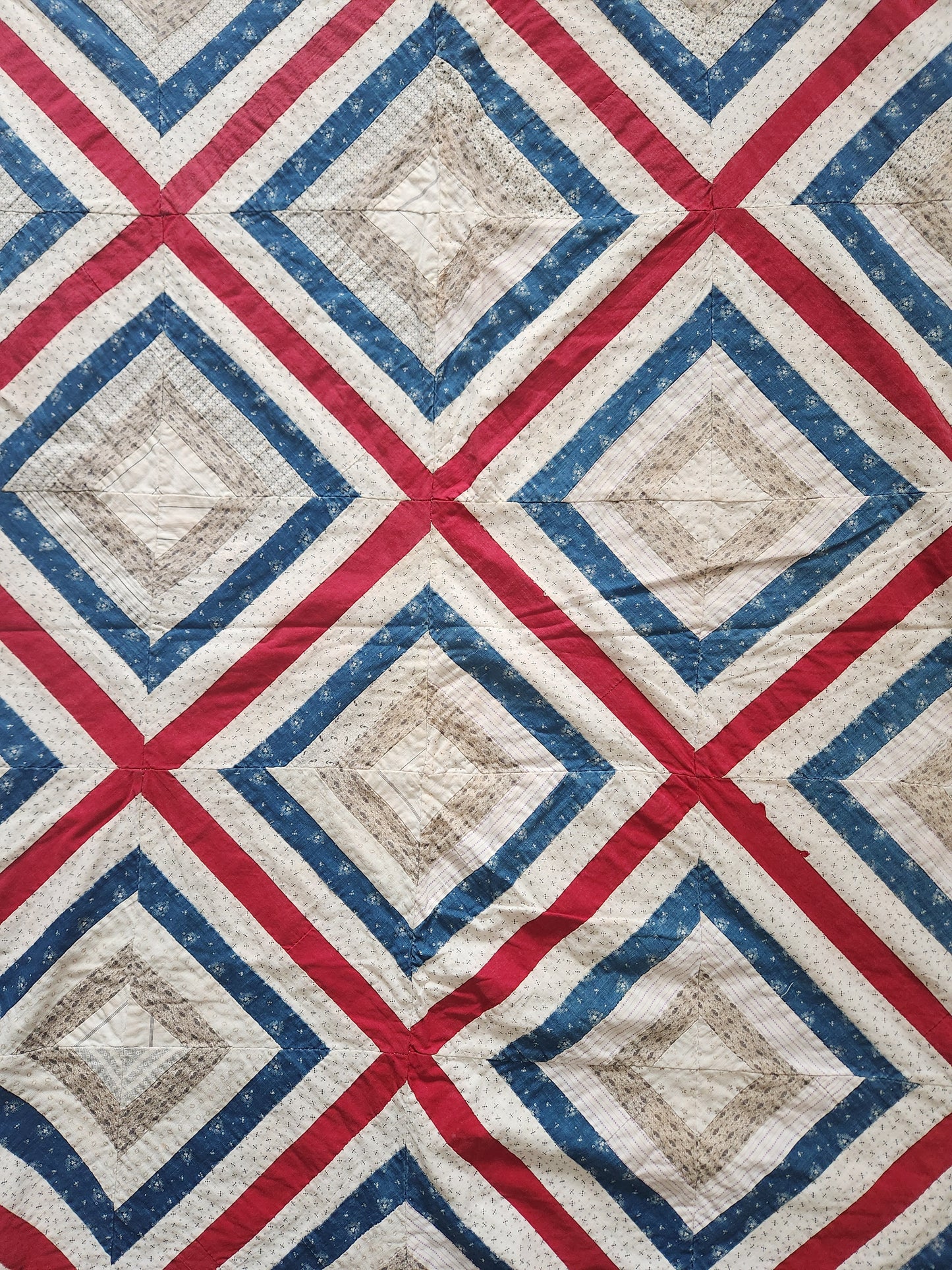 Red White & Blue Patchwork Coverlet c1900