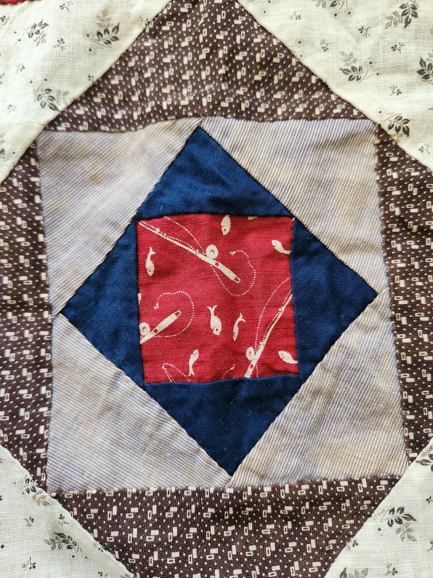 Antique Square in a Square Quilt Top c1890