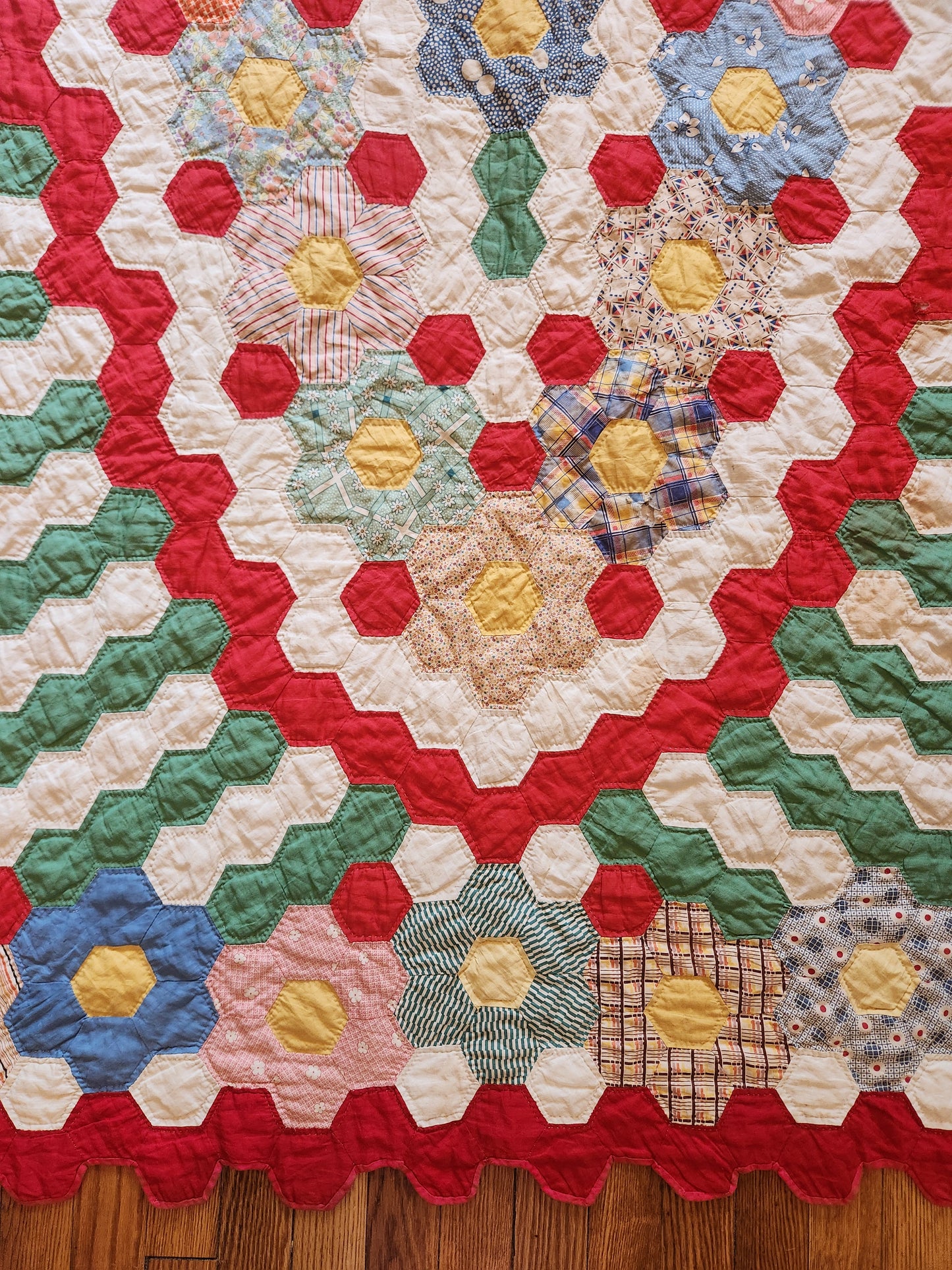 Vintage Hexagon Medallion Quilt
