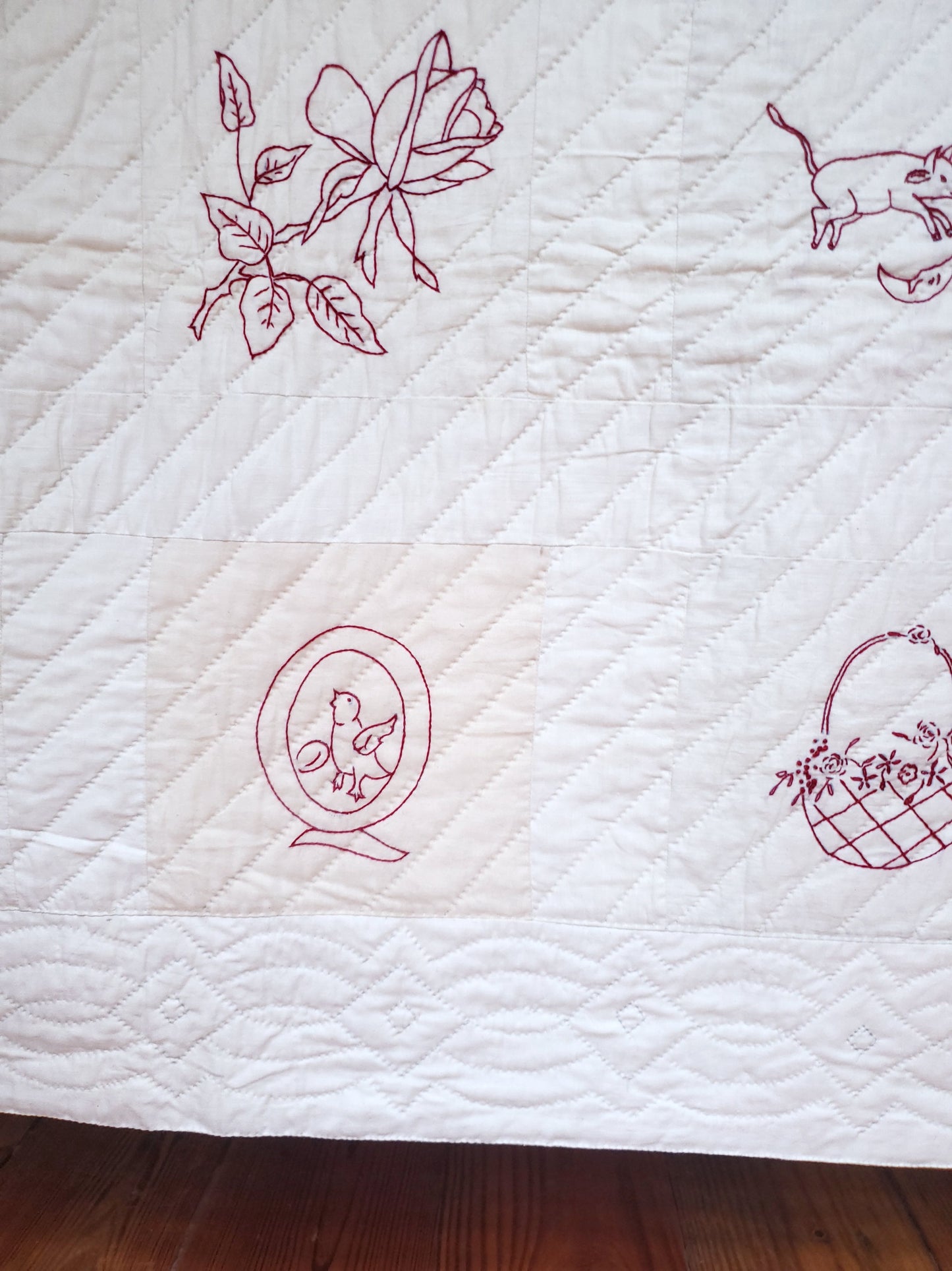Redwork Vintage Quilt ca 1930