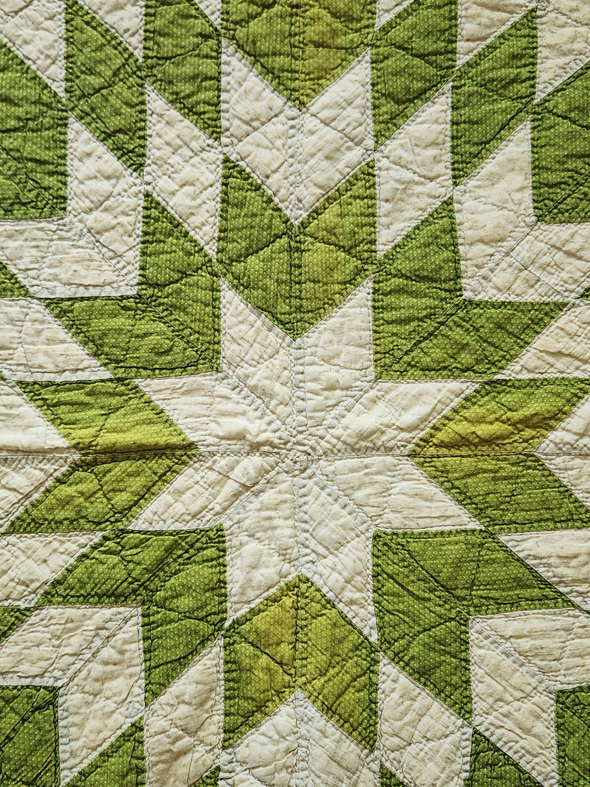 Antique Green and Orange Mathematical Star Quilt