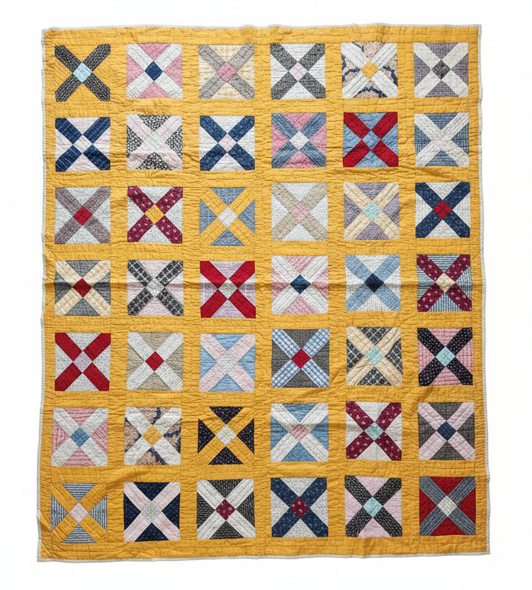 Antique Old Italian Block Quilt c1900