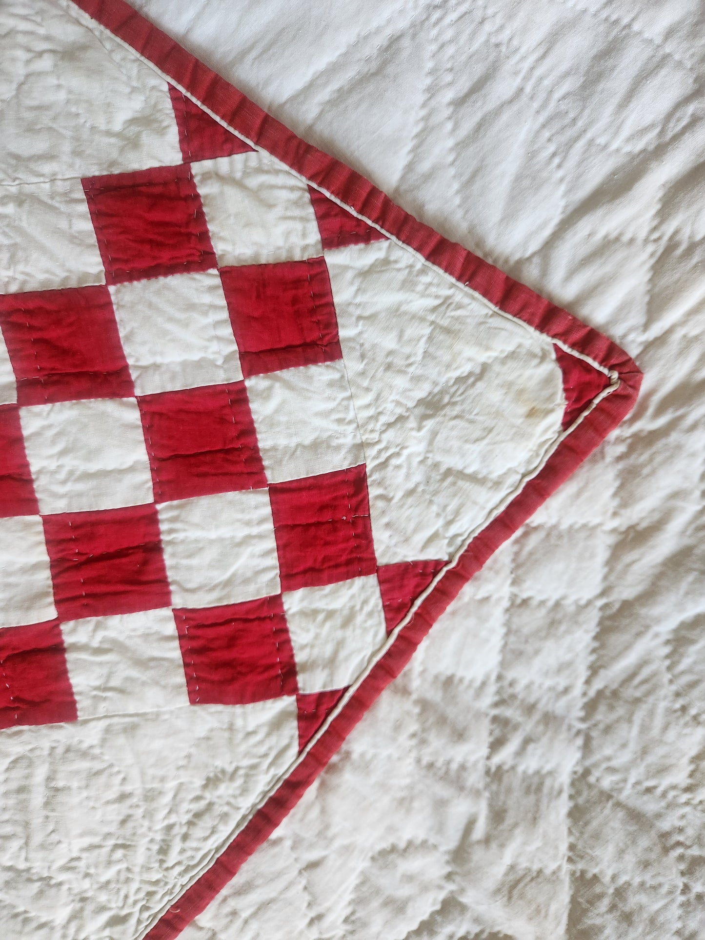 Antique Red & White Irish Chain Quilt