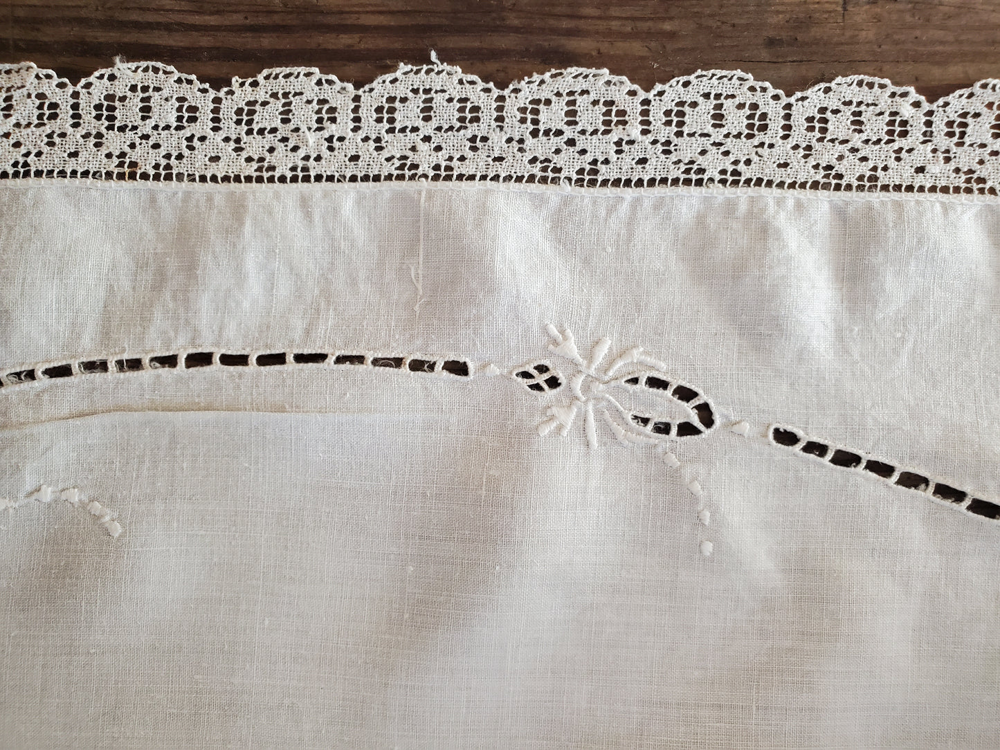 Antique Handmade Linen Table  Runner