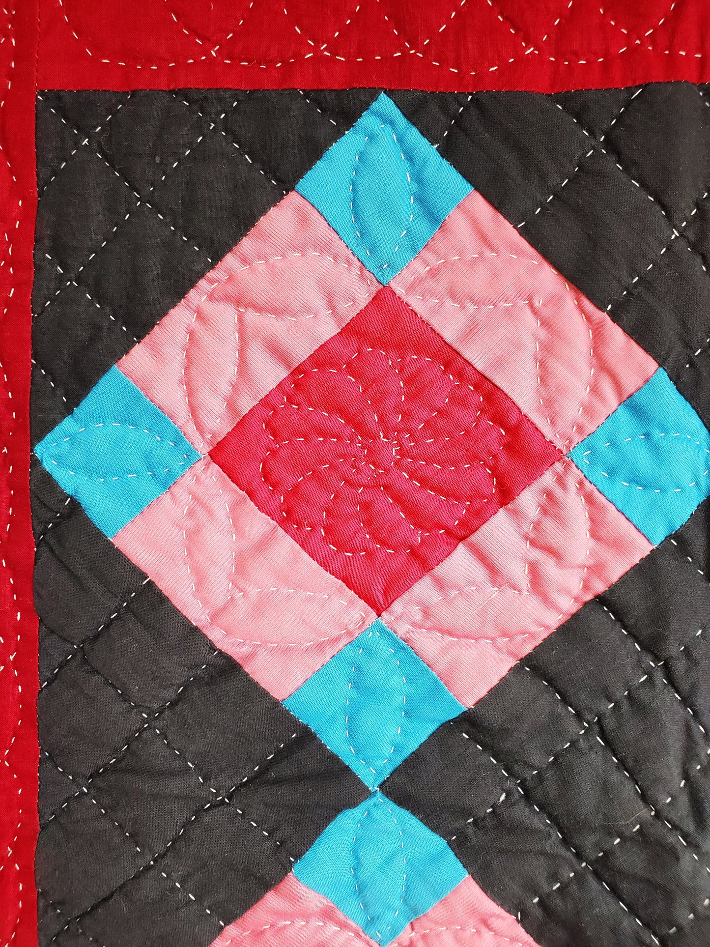 Small, Contemporary Amish Style Hand Quilted Mini Quilt